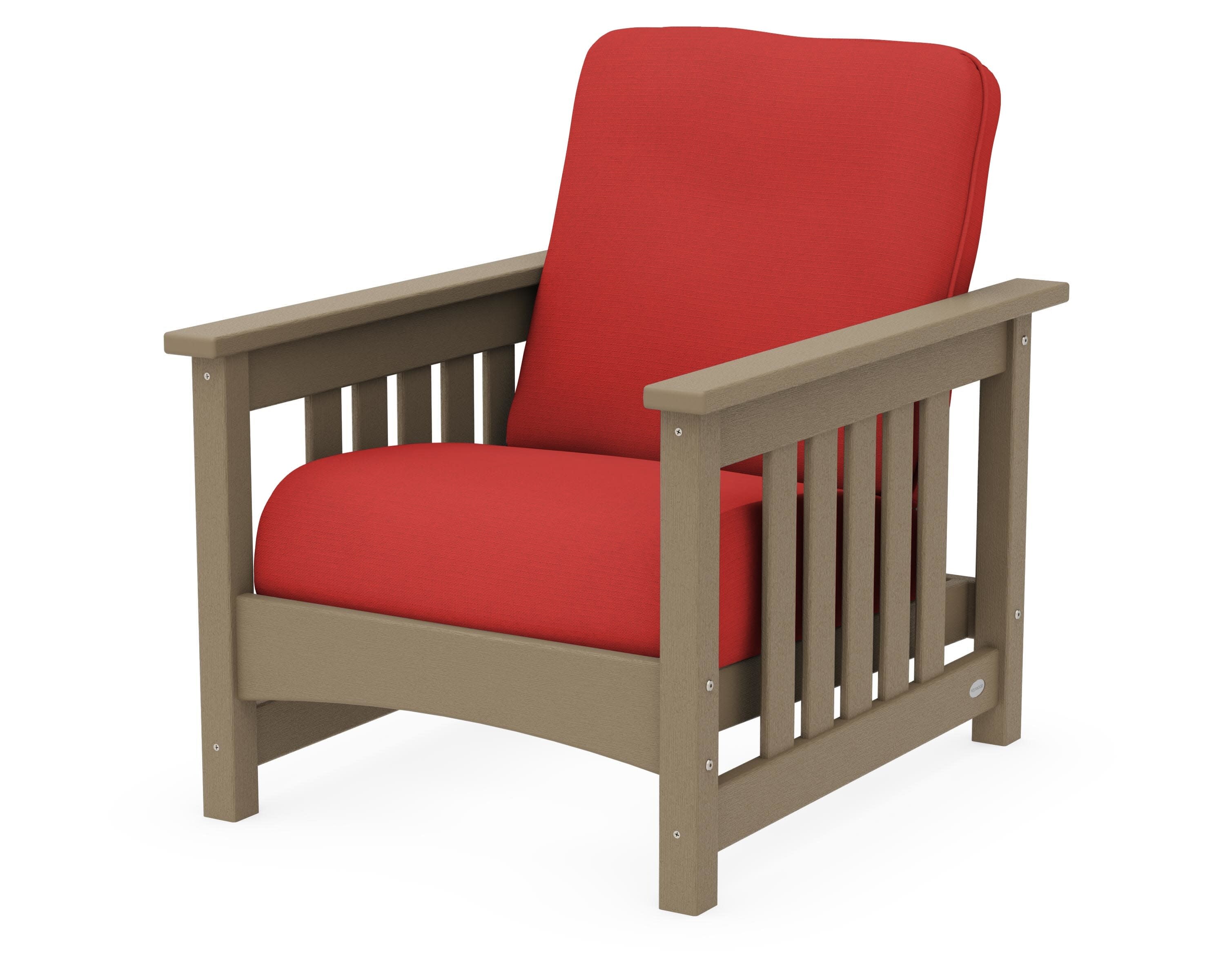 Club Mission Chair in Vintage Sahara / Crimson Linen