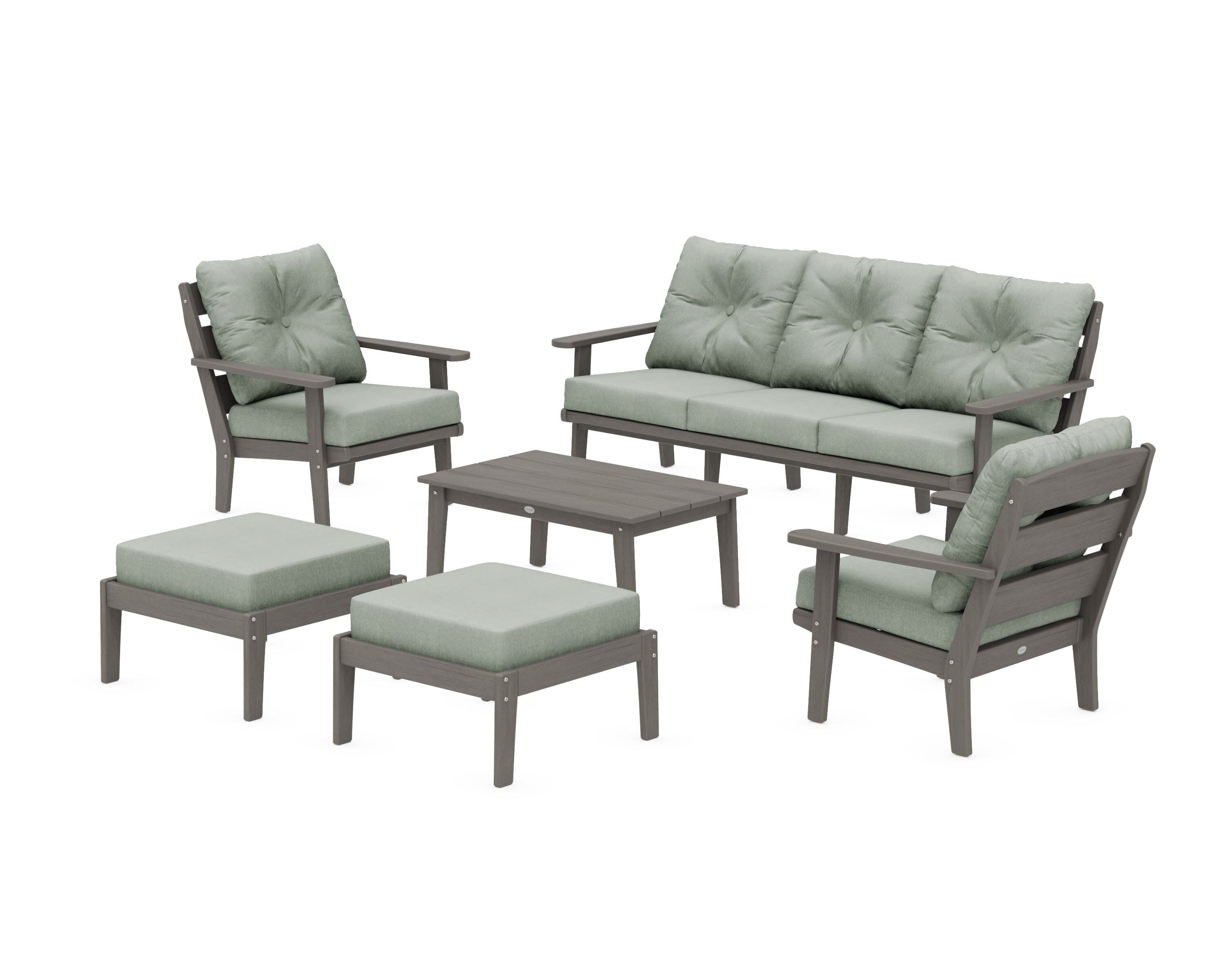 Lakeside 6-Piece Lounge Sofa Set in Driftwood / Cast Sage