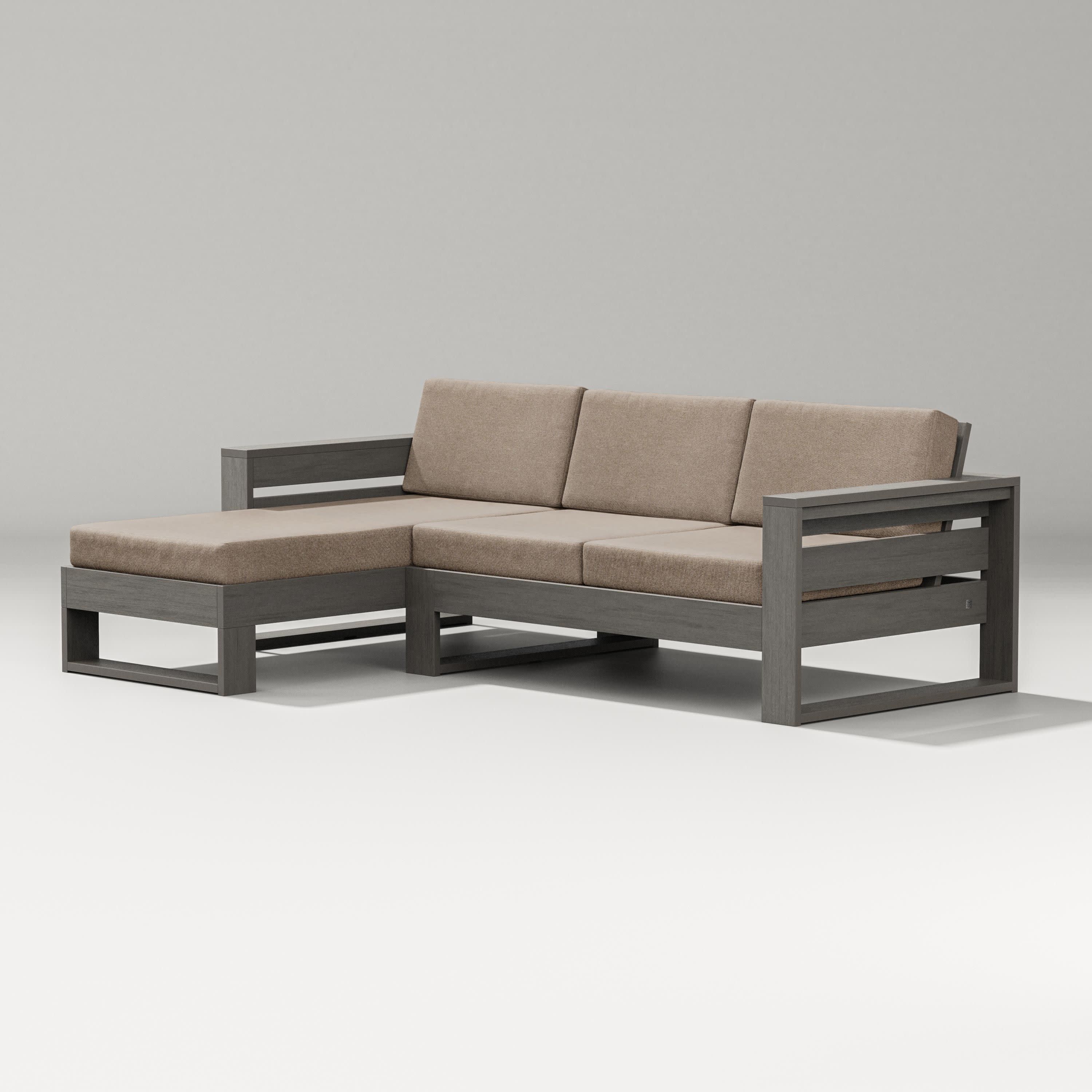 Latitude Left Chaise Sectional in Driftwood / Spiced Burlap