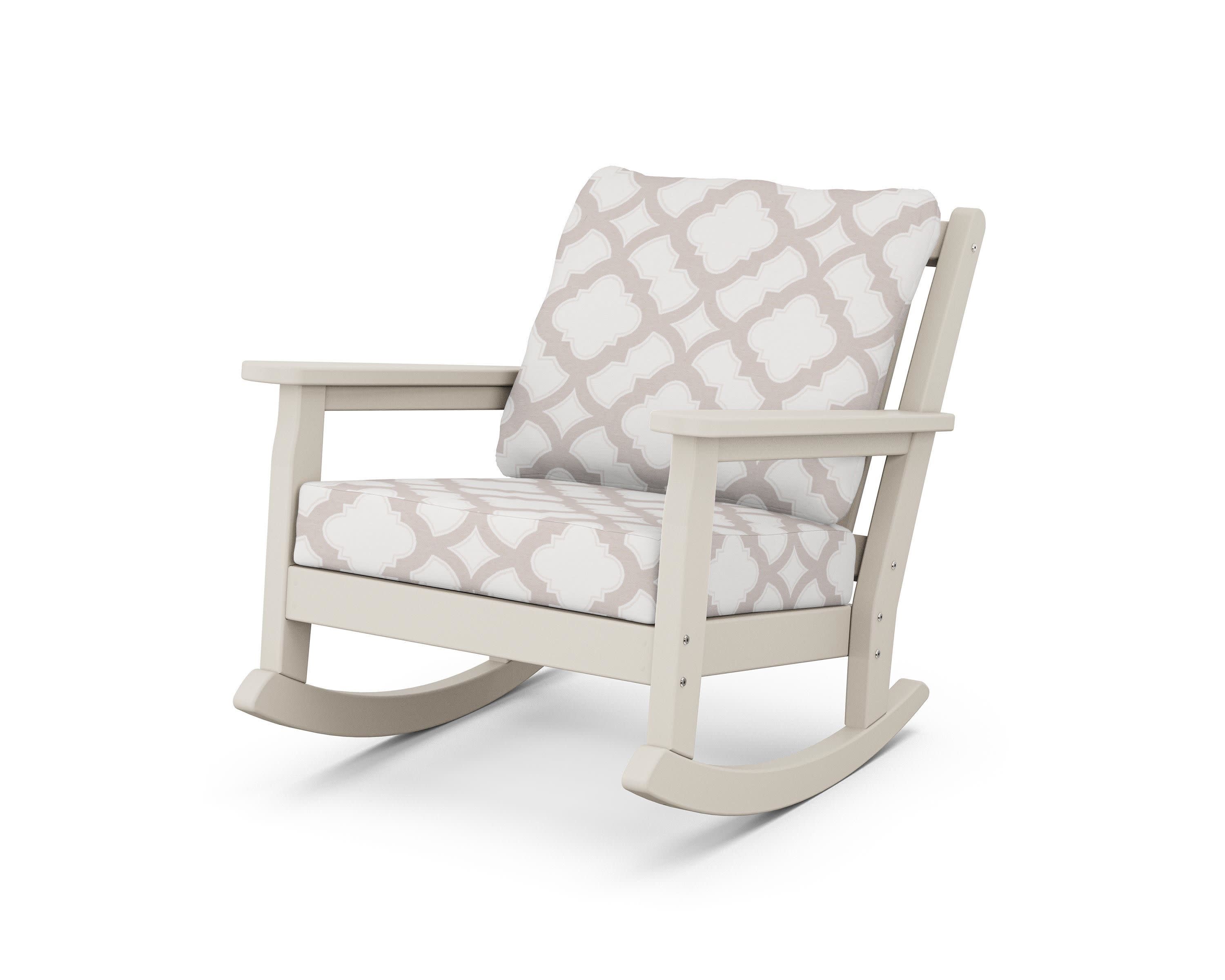 Chippendale Deep Seating Rocking Chair in Sand / Trellis Dune Burlap