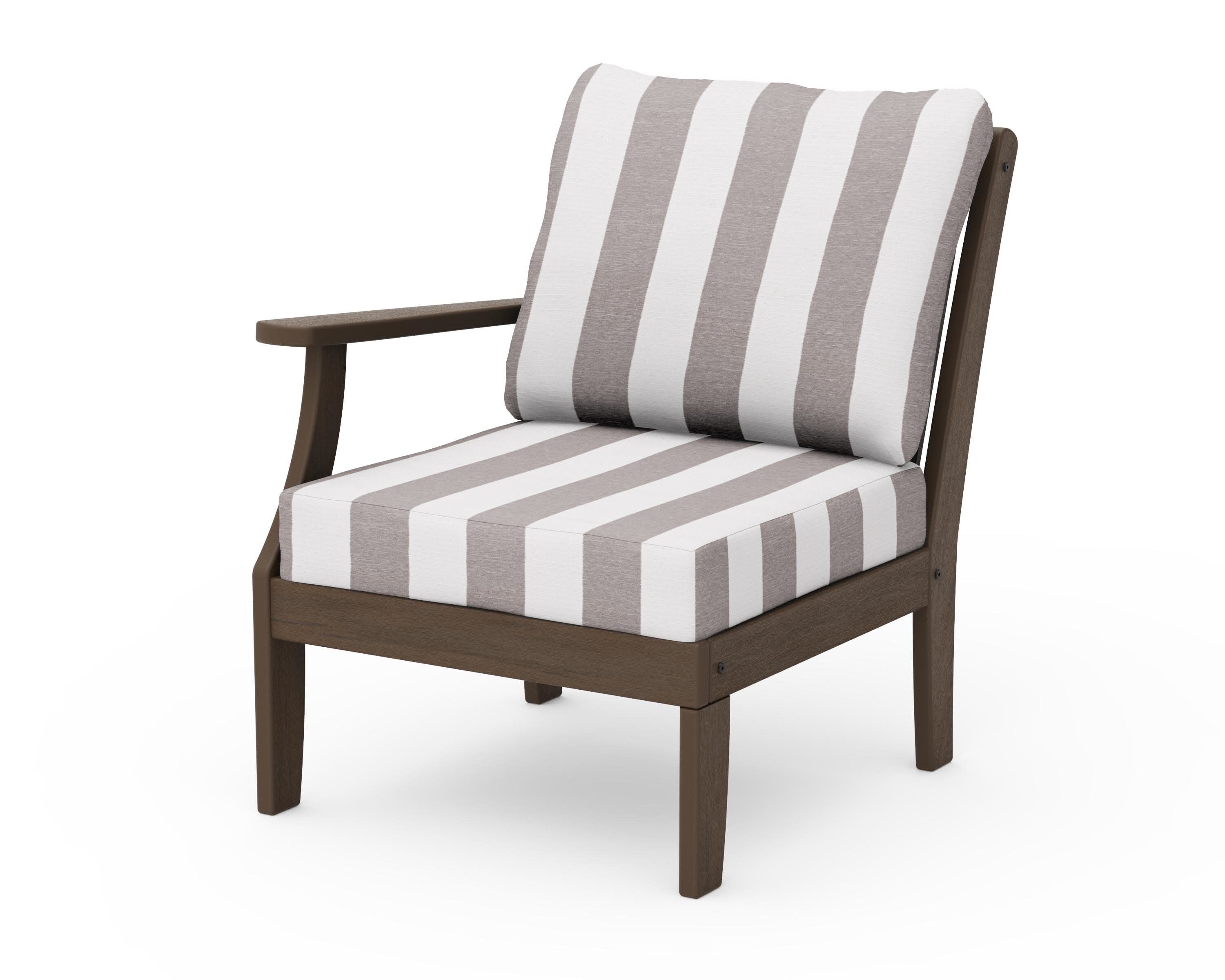Braxton Modular Left Arm Chair in Kona / Cabana Stripe Grey Mist