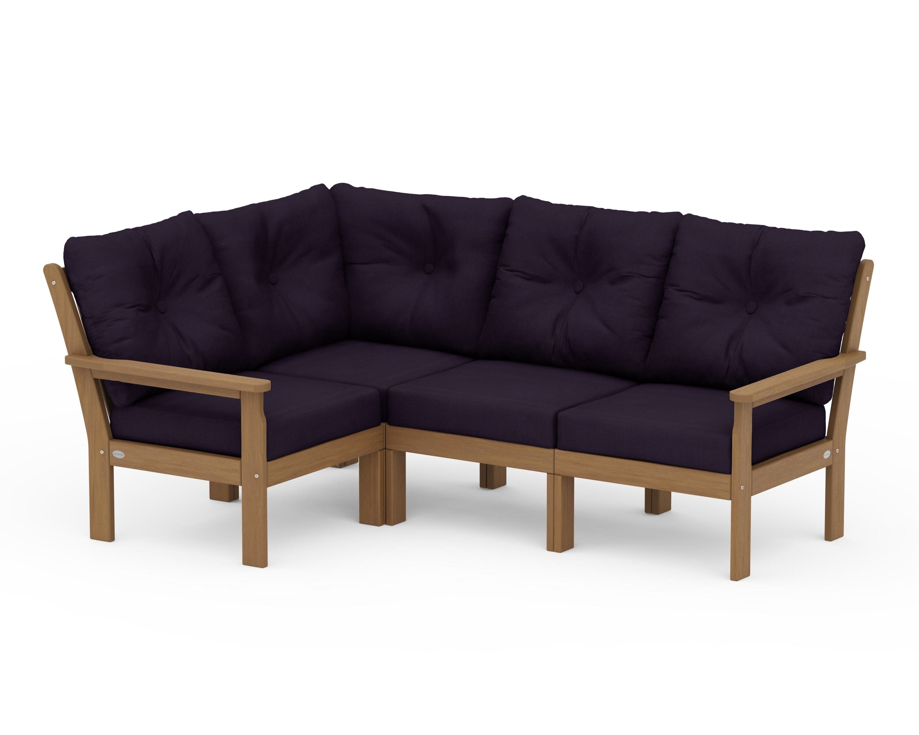 Vineyard 4-Piece Sectional in Natural / Navy Linen