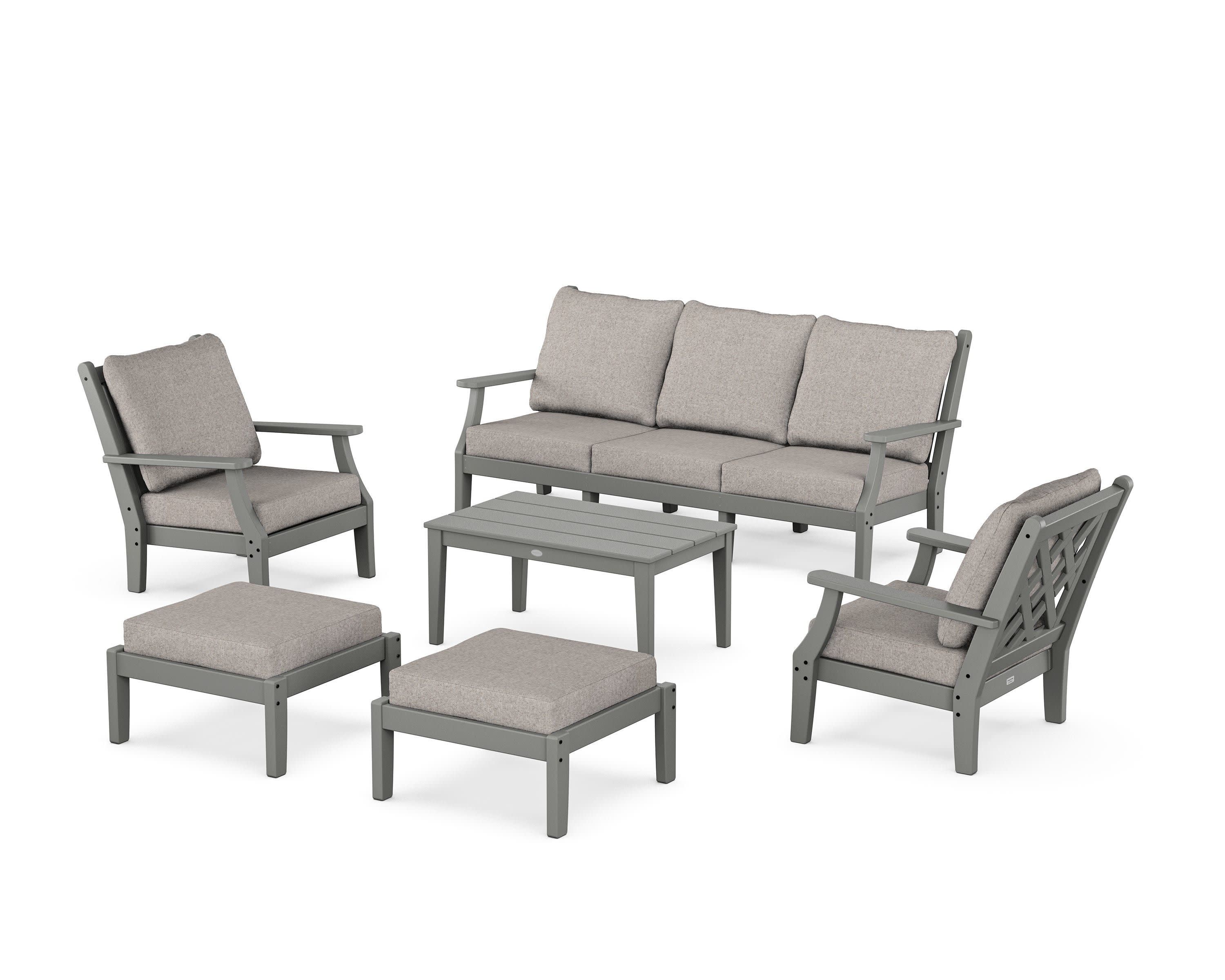 Wovendale 6-Piece Lounge Sofa Set in Slate Grey / Weathered Tweed