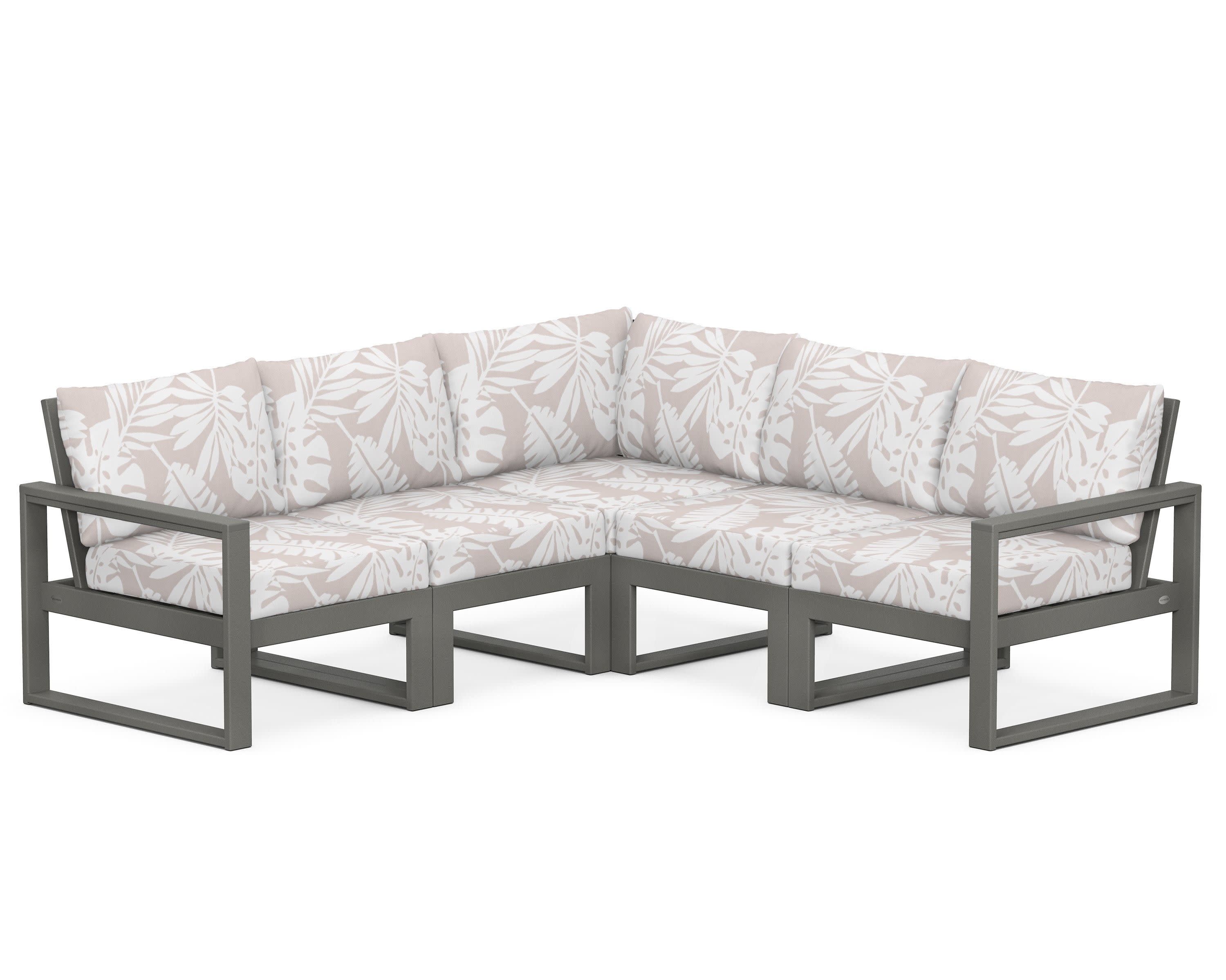 EDGE 5-Piece Modular Deep Seating Set in Slate Grey / Leaf Dune Burlap