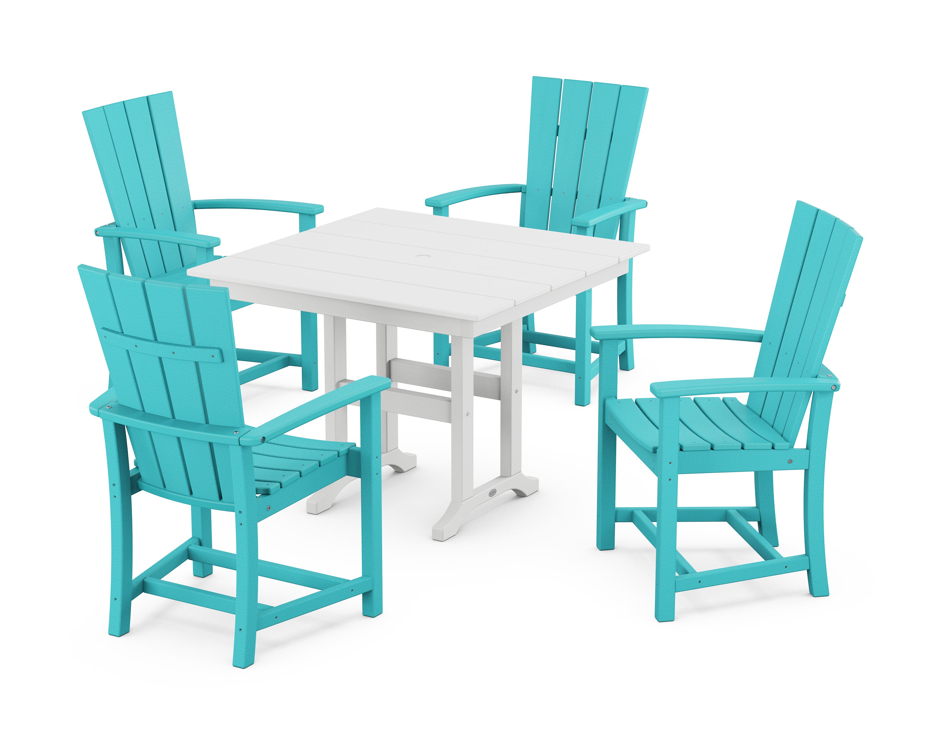 Quattro 5-Piece Farmhouse Dining Set in Aruba / White