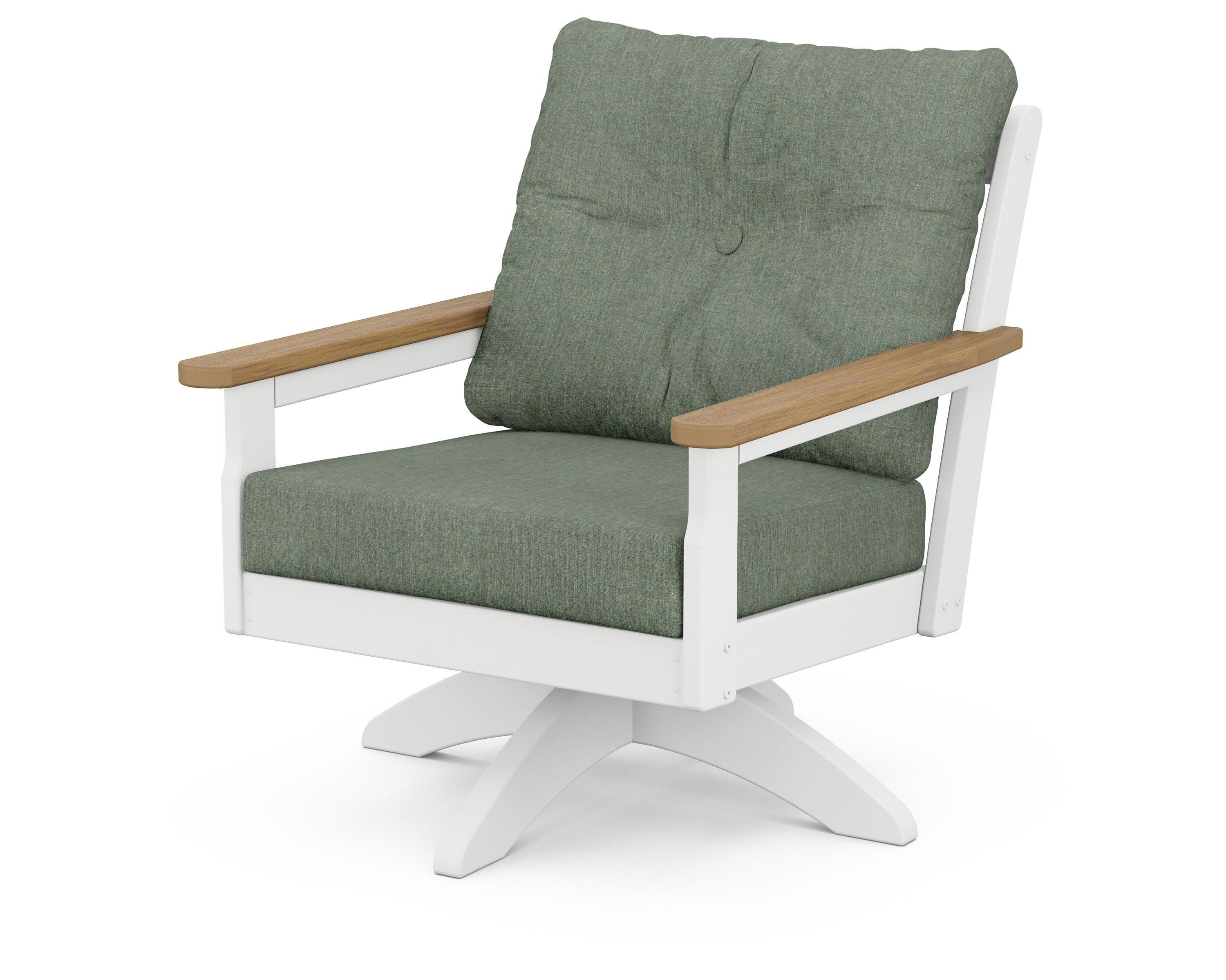 Vineyard Deep Seating Swivel Chair in White / Natural / Cast Sage
