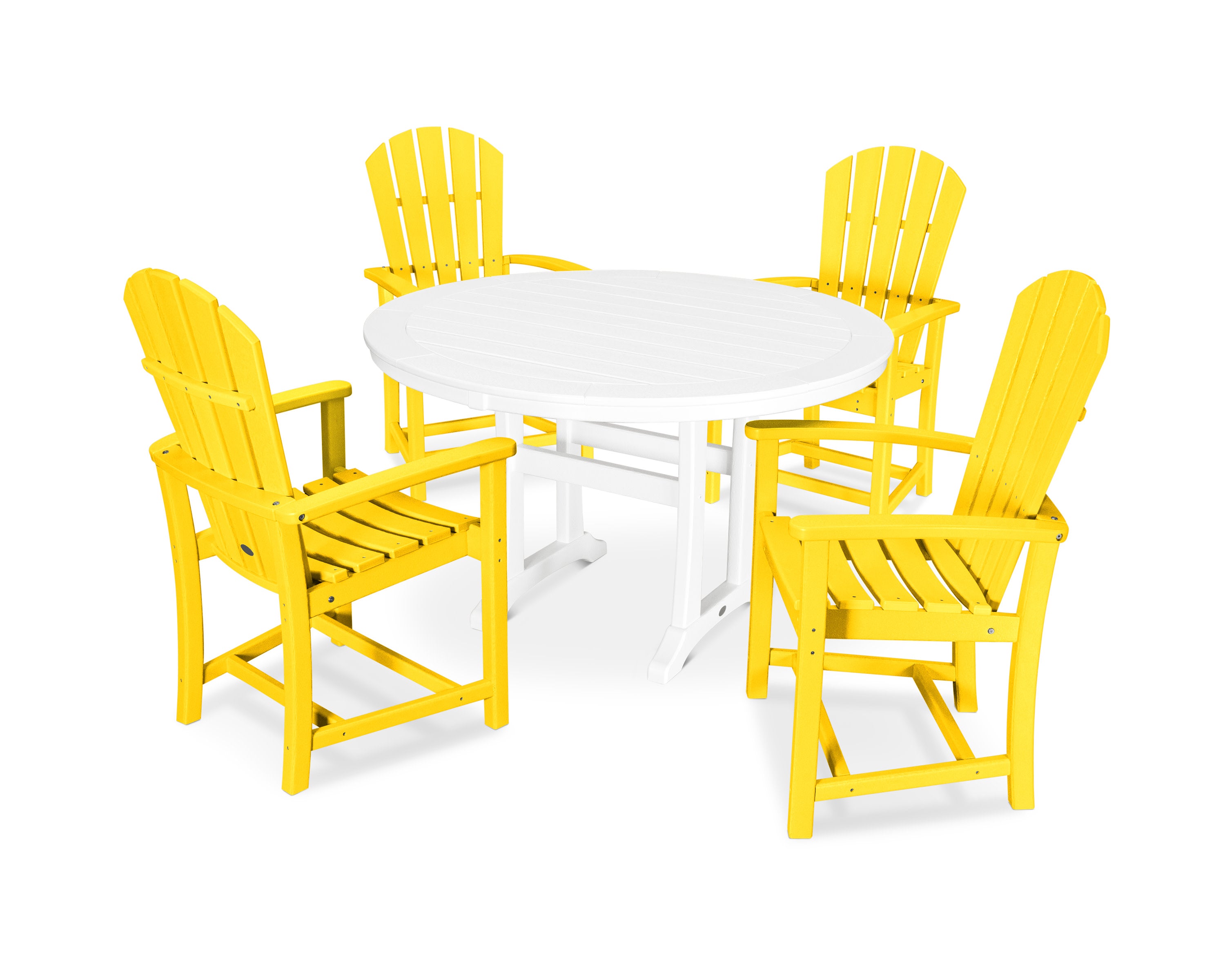 Palm Coast 5-Piece Round Dining Set in Lemon / White