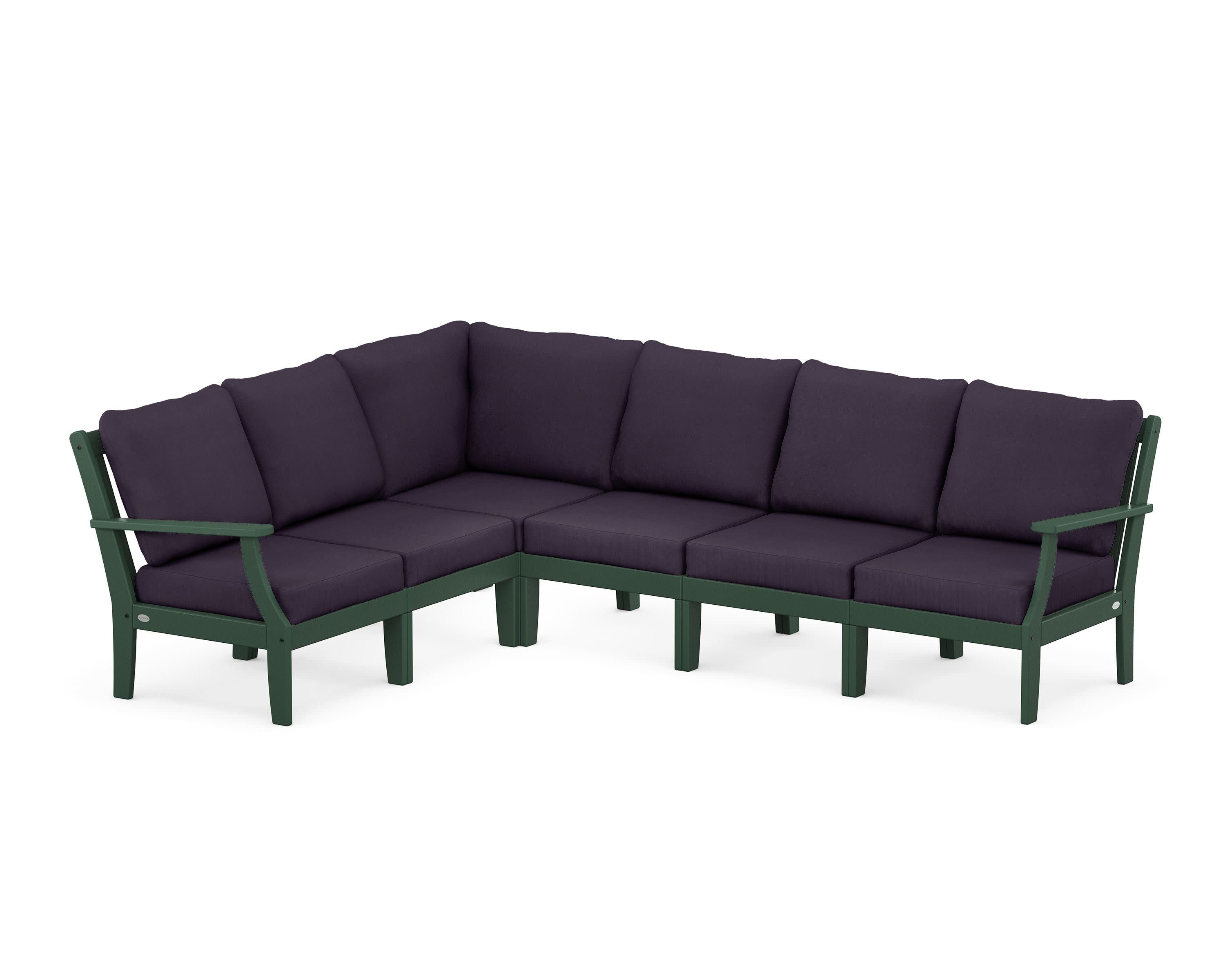 Braxton Modular 6-Piece Deep Seating Set in Green / Navy Linen