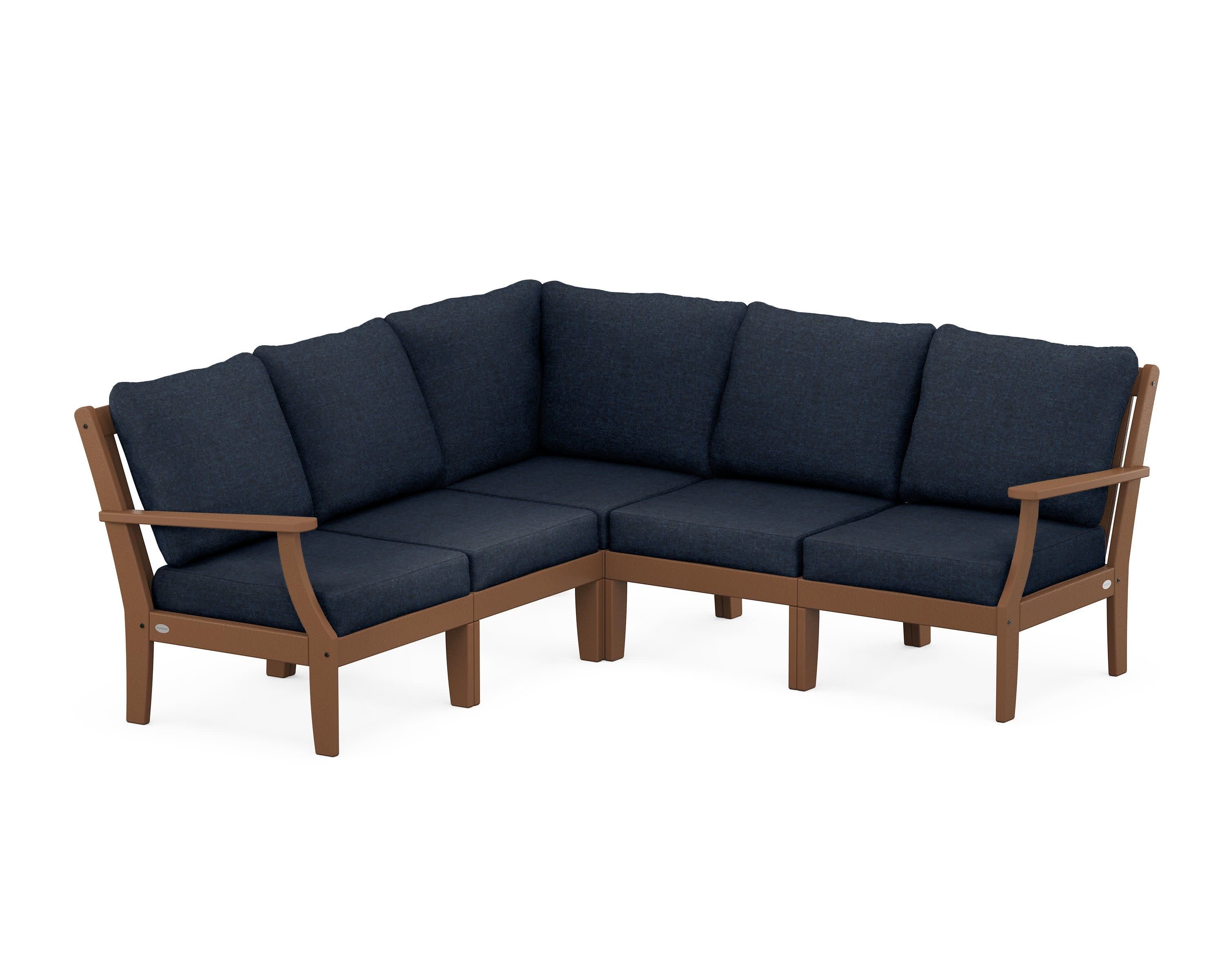 Braxton Modular 5-Piece Deep Seating Set in Teak / Marine Indigo