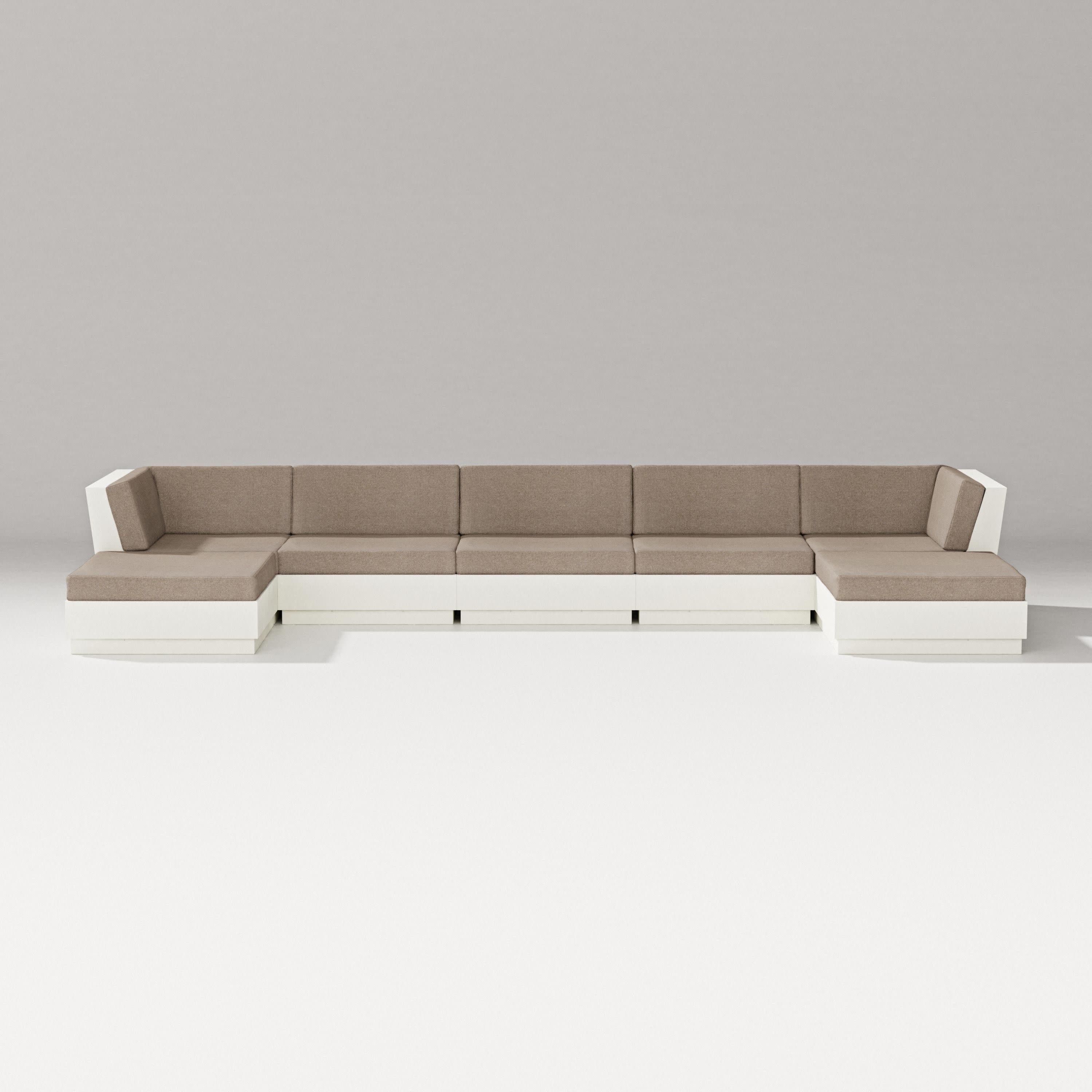 Elevate 7-Piece Double Chaise Sectional in Vintage White / Spiced Burlap