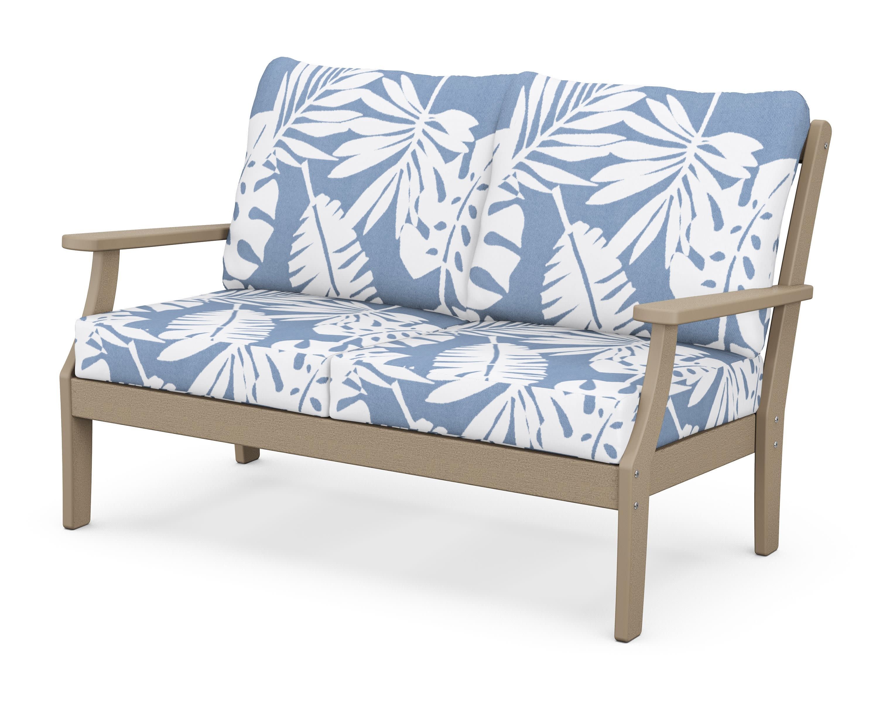Braxton Deep Seating Loveseat in Vintage Sahara / Leaf Sky Blue