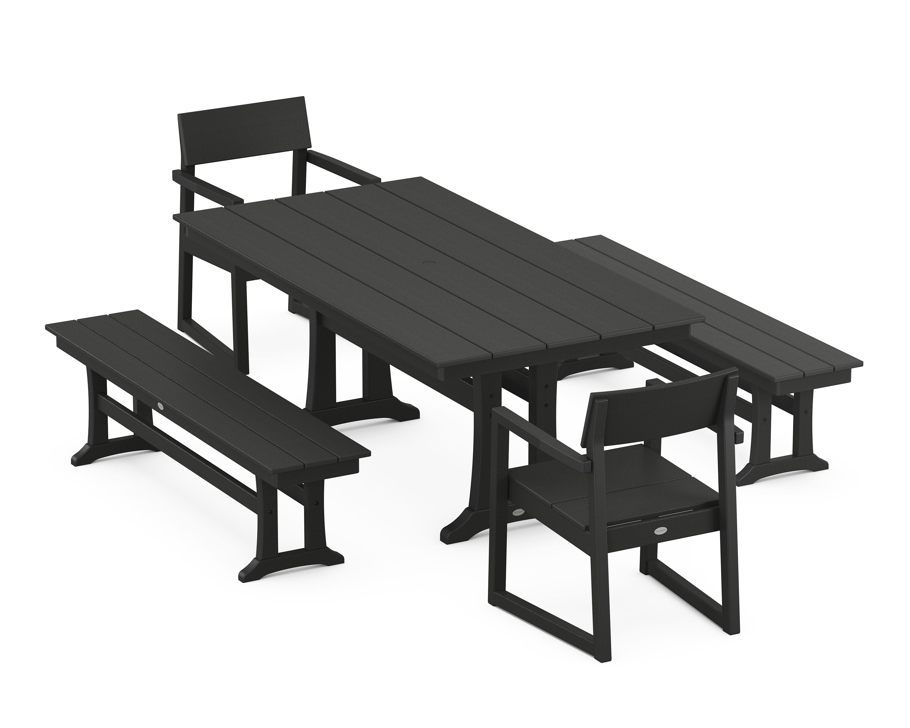 EDGE 5-Piece Farmhouse Dining Set With Trestle Legs in Black