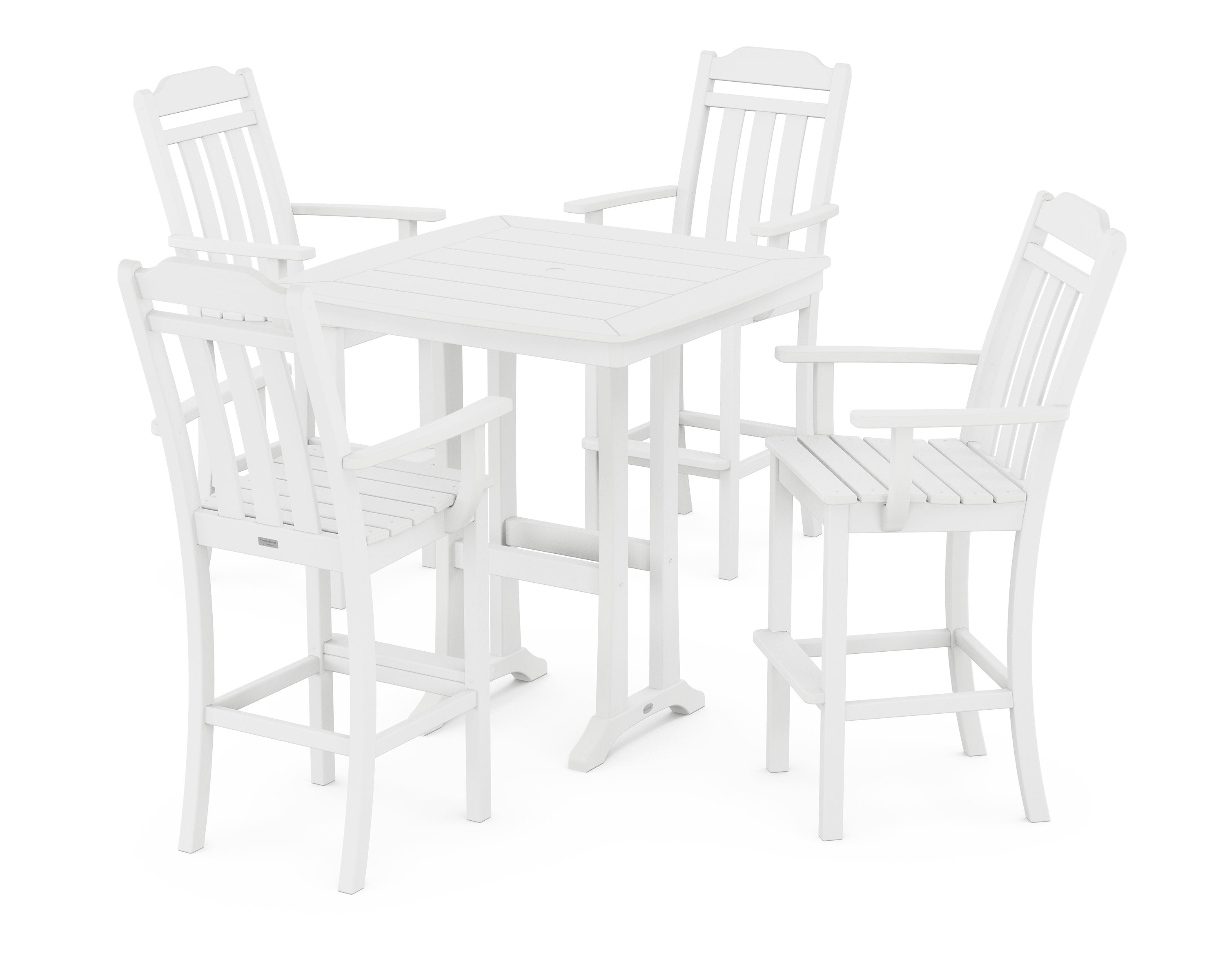 Cottage 5-Piece Bar Set with Trestle Legs in White