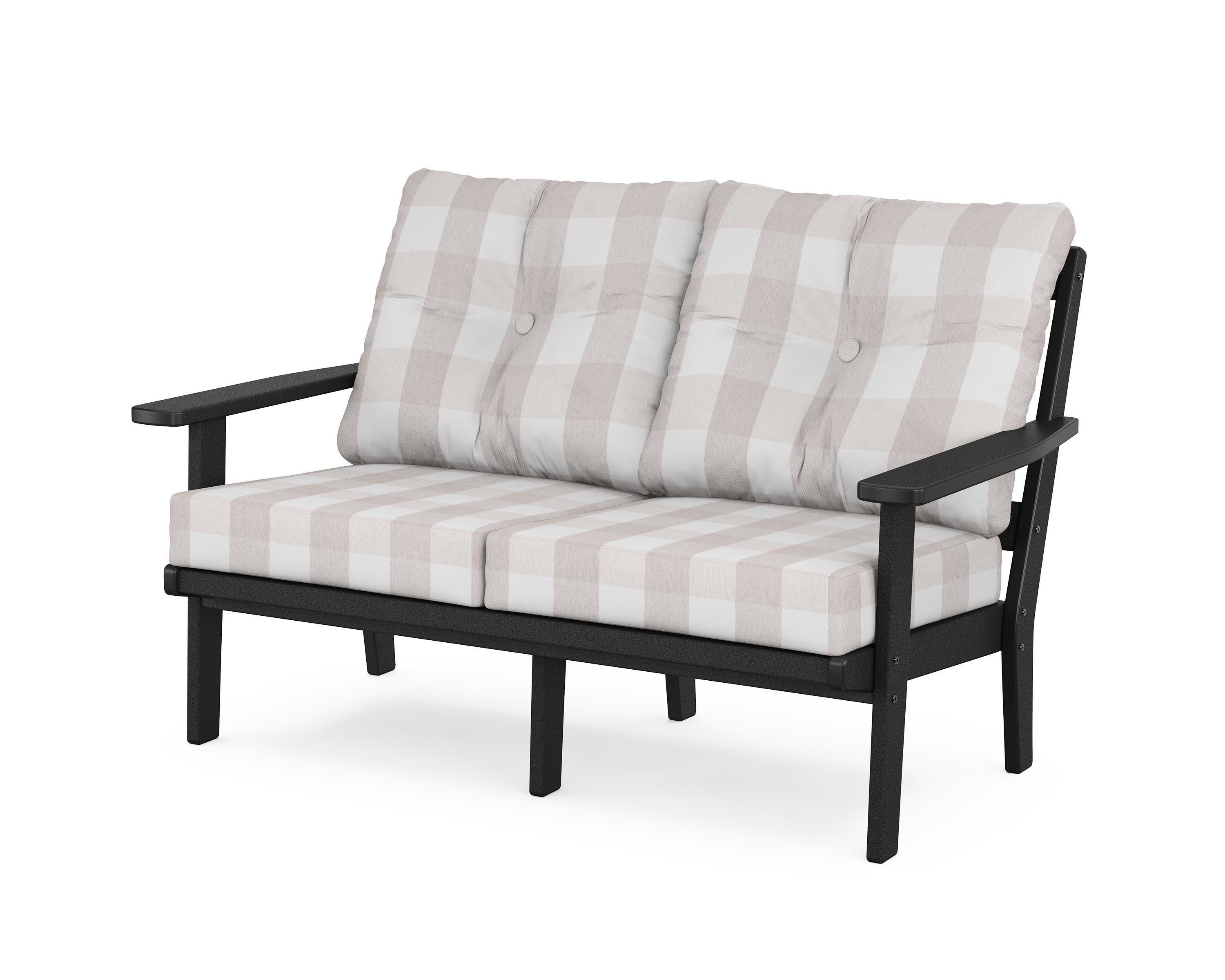 Prairie Deep SeatingLoveseat in Black / Buffalo Plaid Dune Burlap