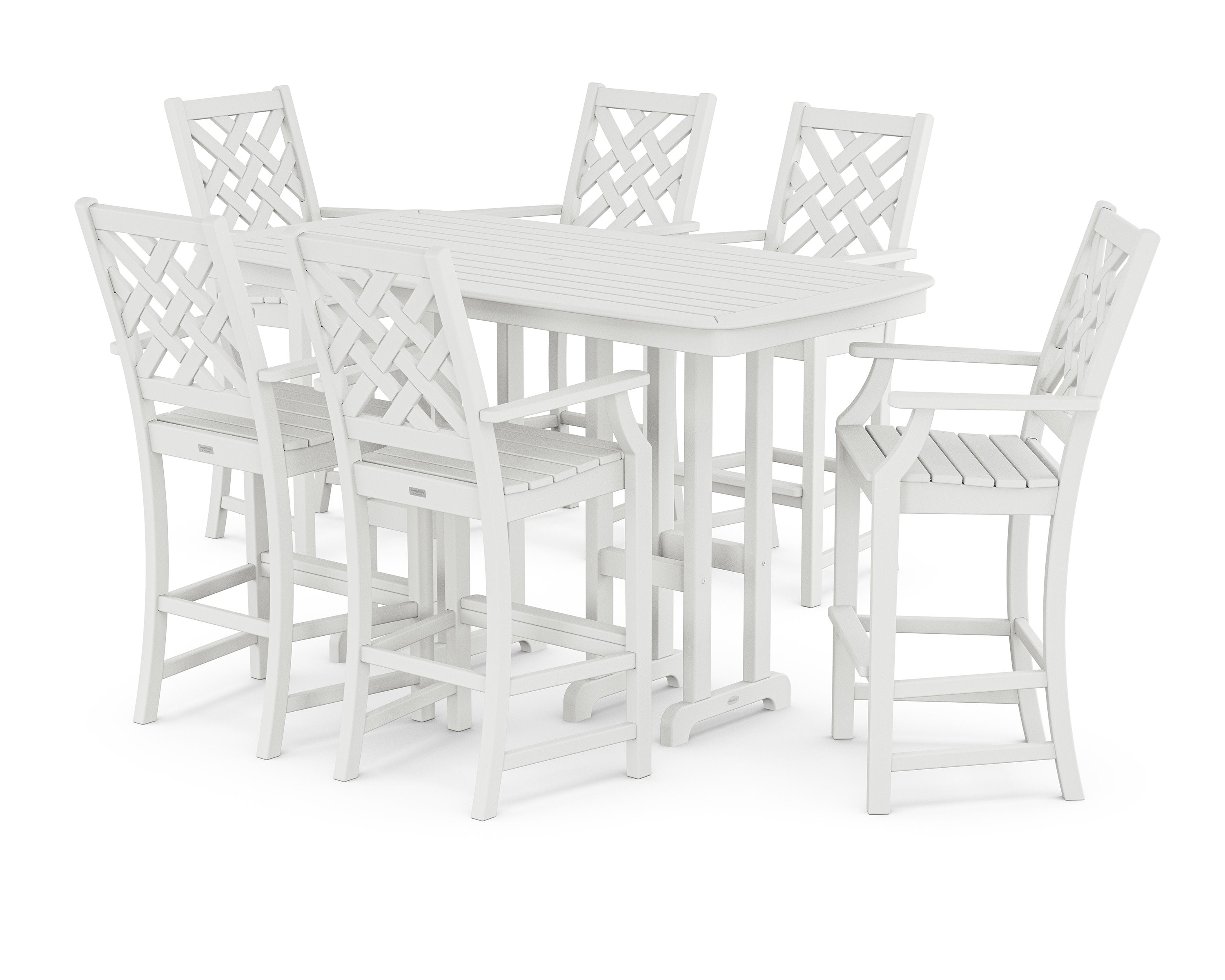 Wovendale Arm Chair 7-Piece Bar Set in White