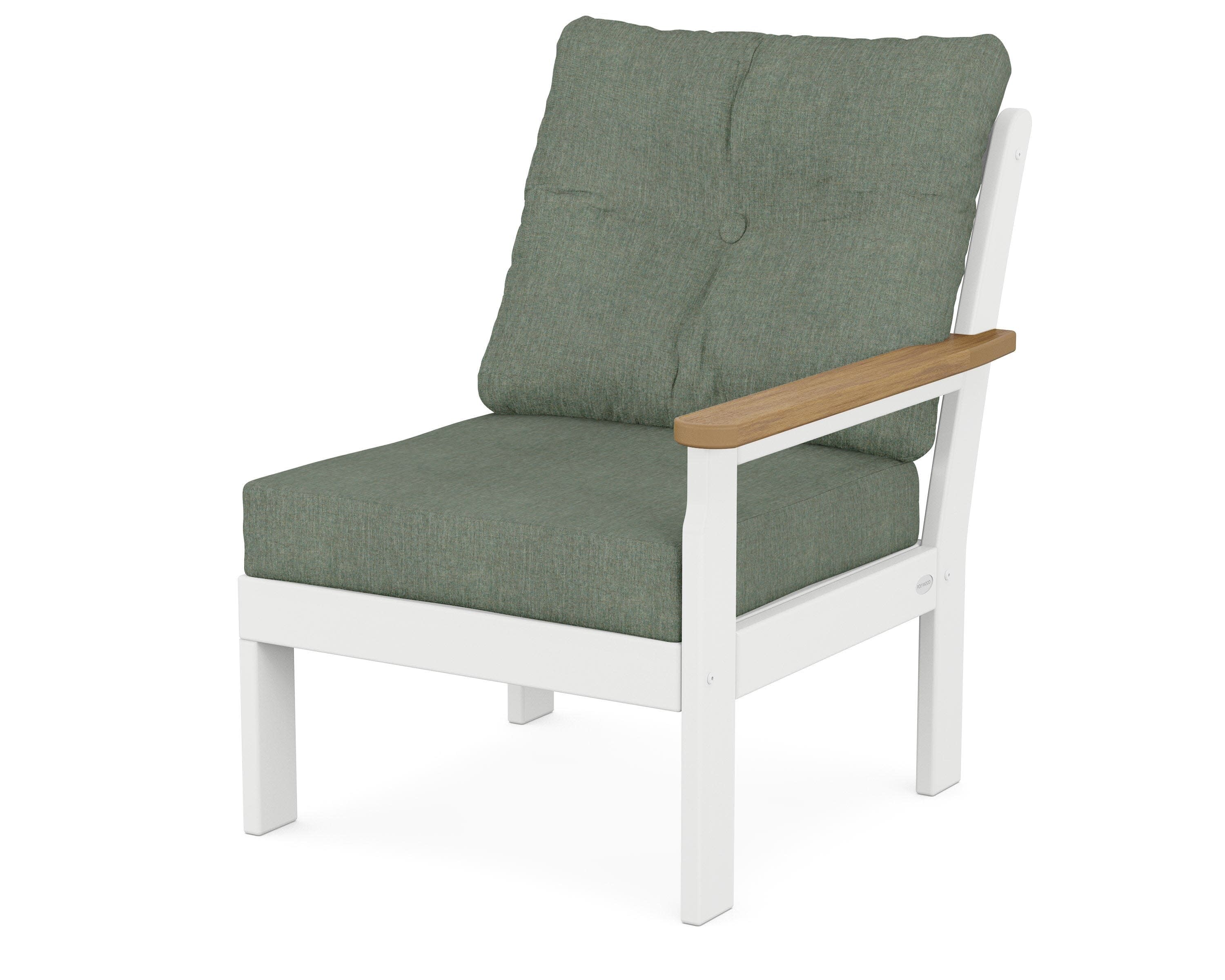 Vineyard Modular Right Arm Chair in White / Natural / Cast Sage