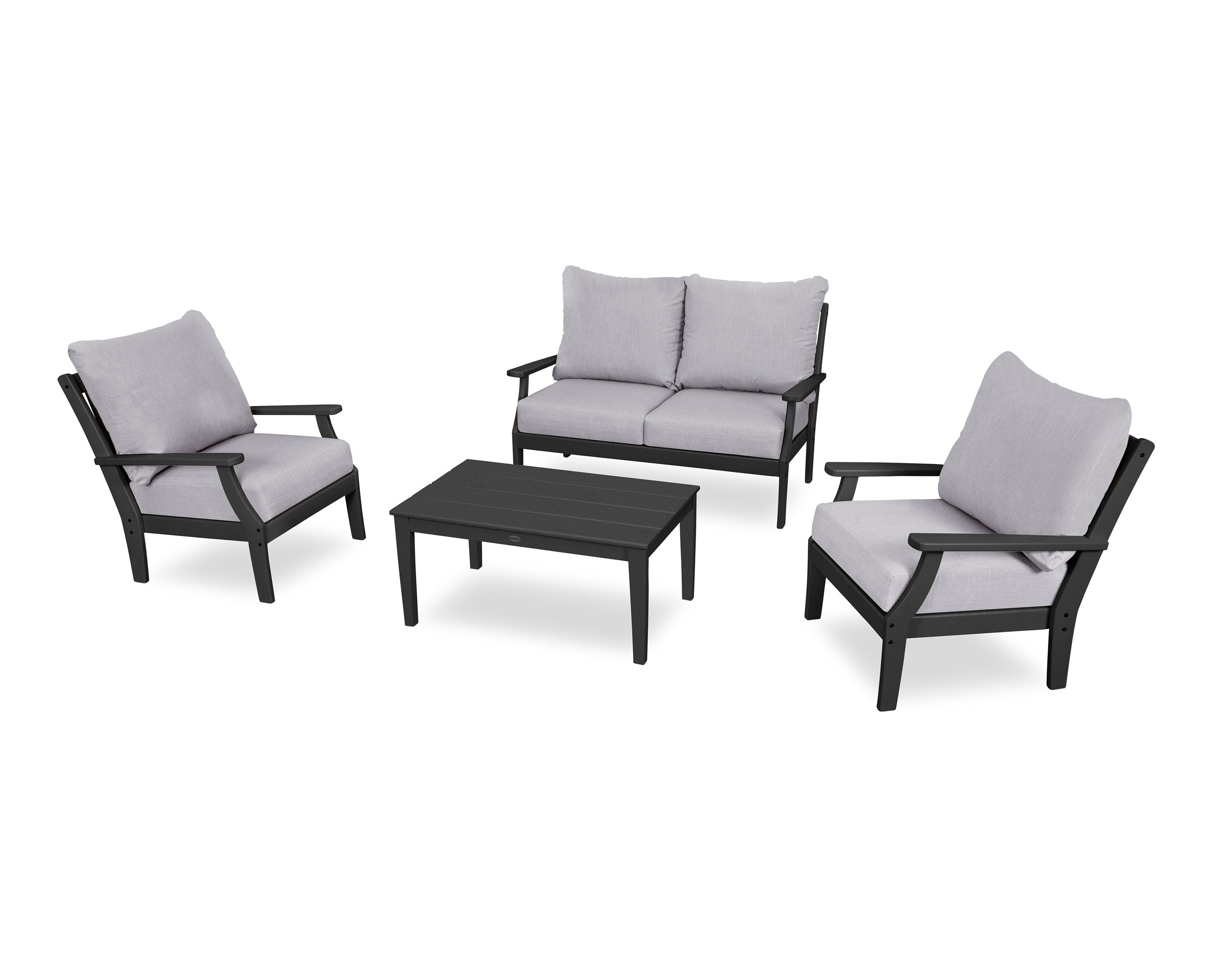 Braxton 4-Piece Deep Seating Chair Set in Black / Granite