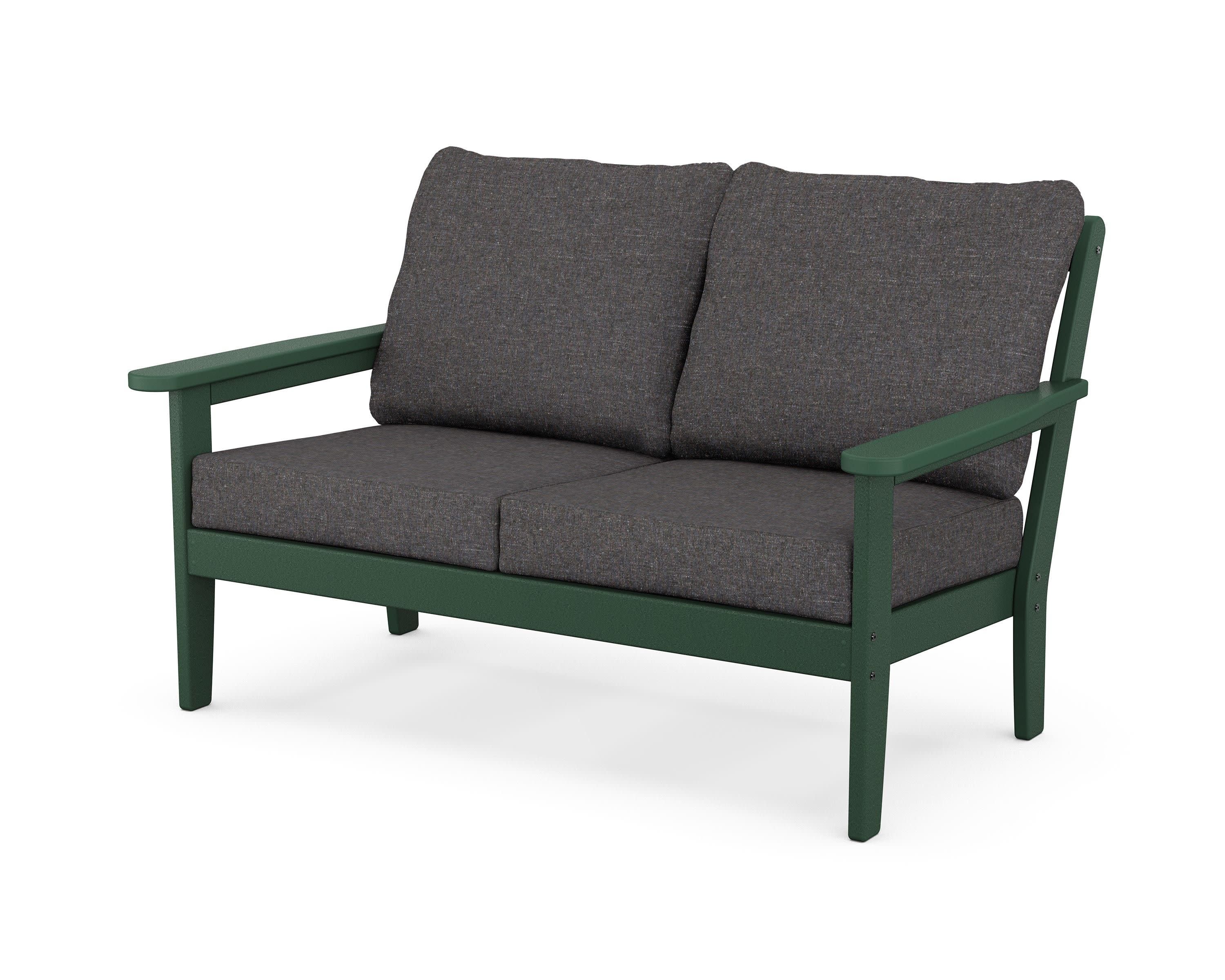 Cottage Deep Seating Loveseat in Green / Ash Charcoal