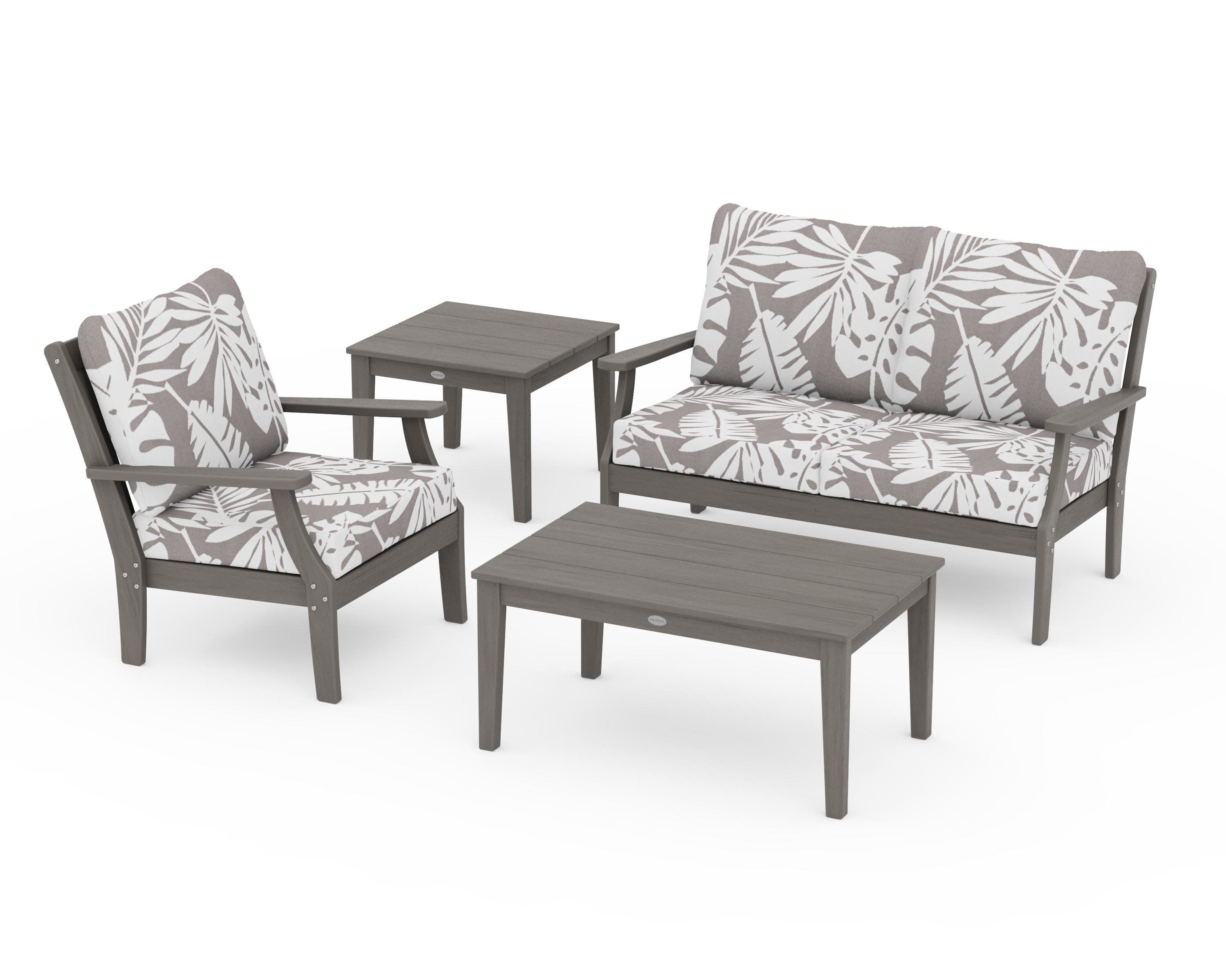Braxton 4-Piece Deep Seating Set in Driftwood / Leaf Grey Mist