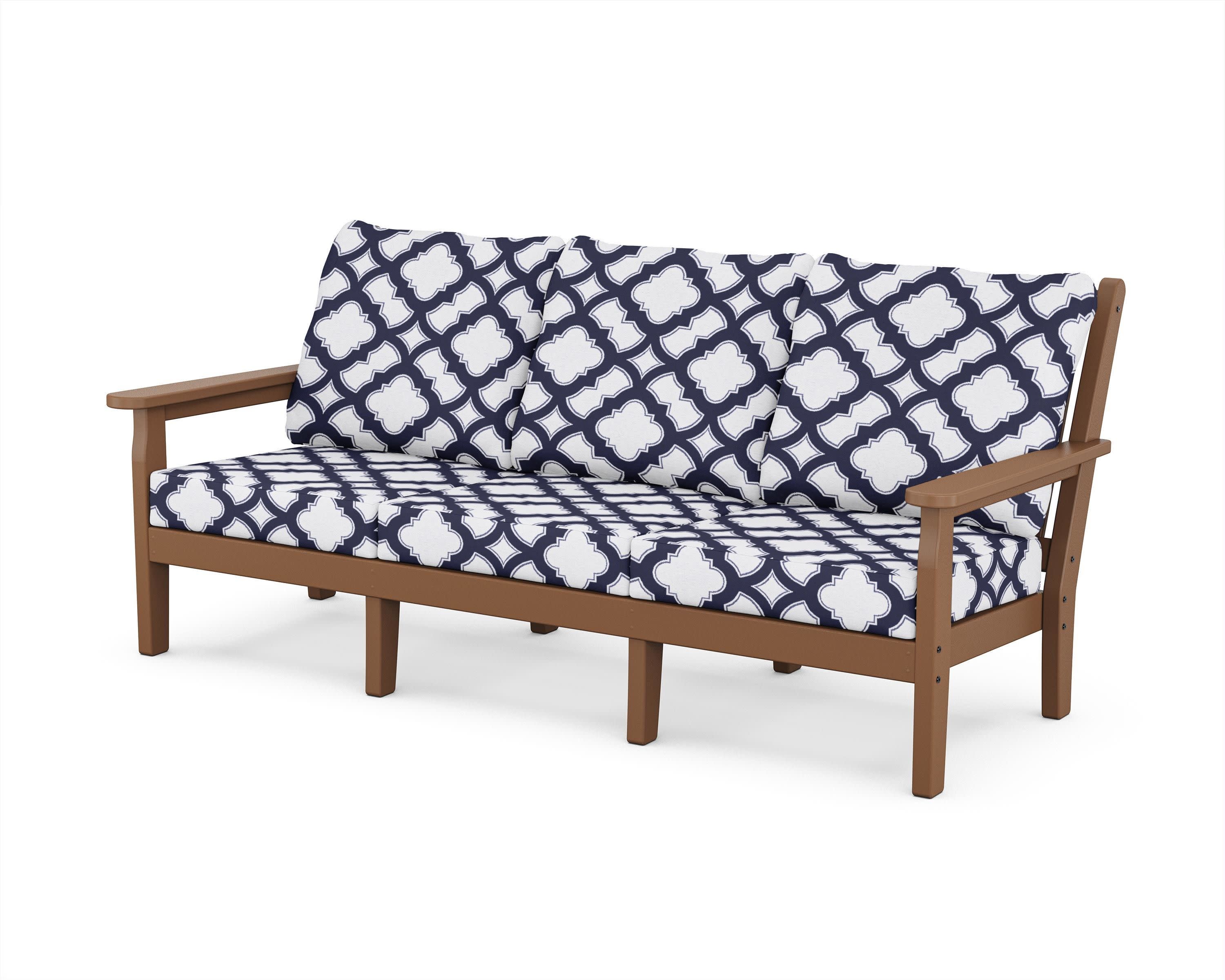Chippendale Deep Seating Sofa in Teak / Trellis Navy