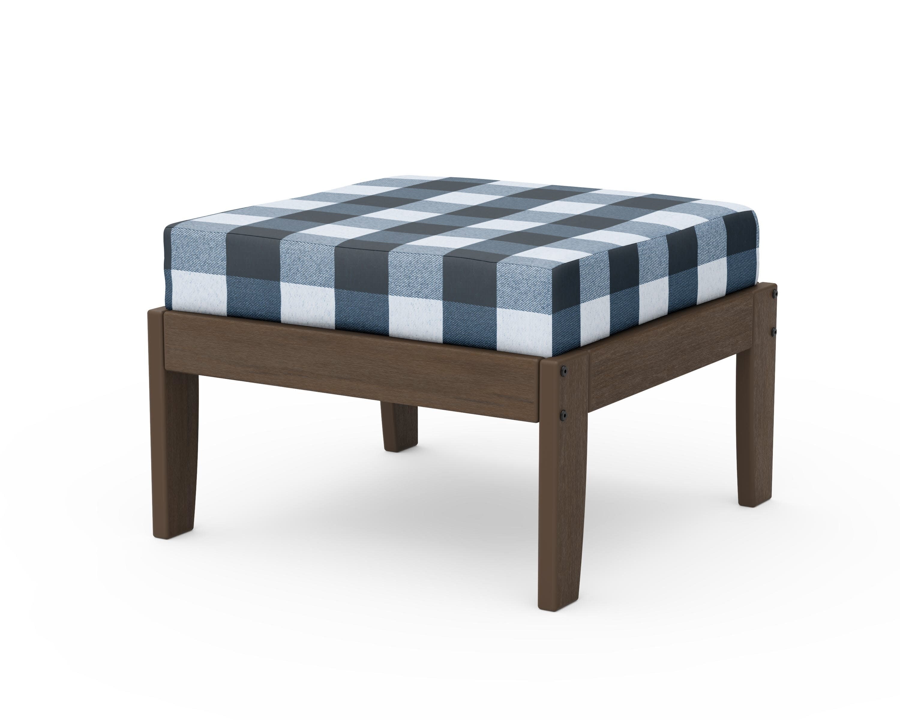 Modular Ottoman - Classic in Kona / Buffalo Plaid Marine Indigo