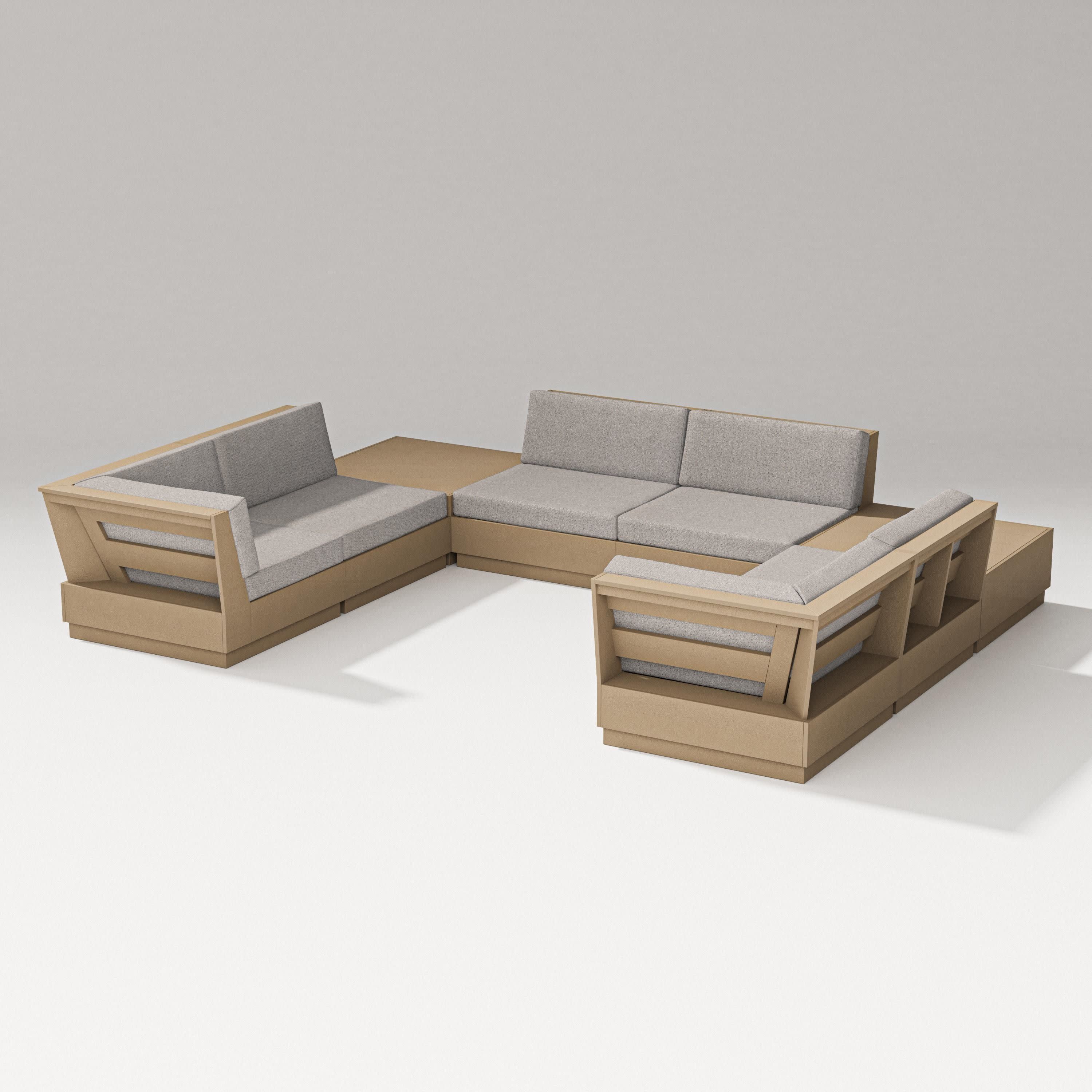 Elevate 8-Piece U-Shaped Sectional in Vintage Sahara / Weathered Tweed