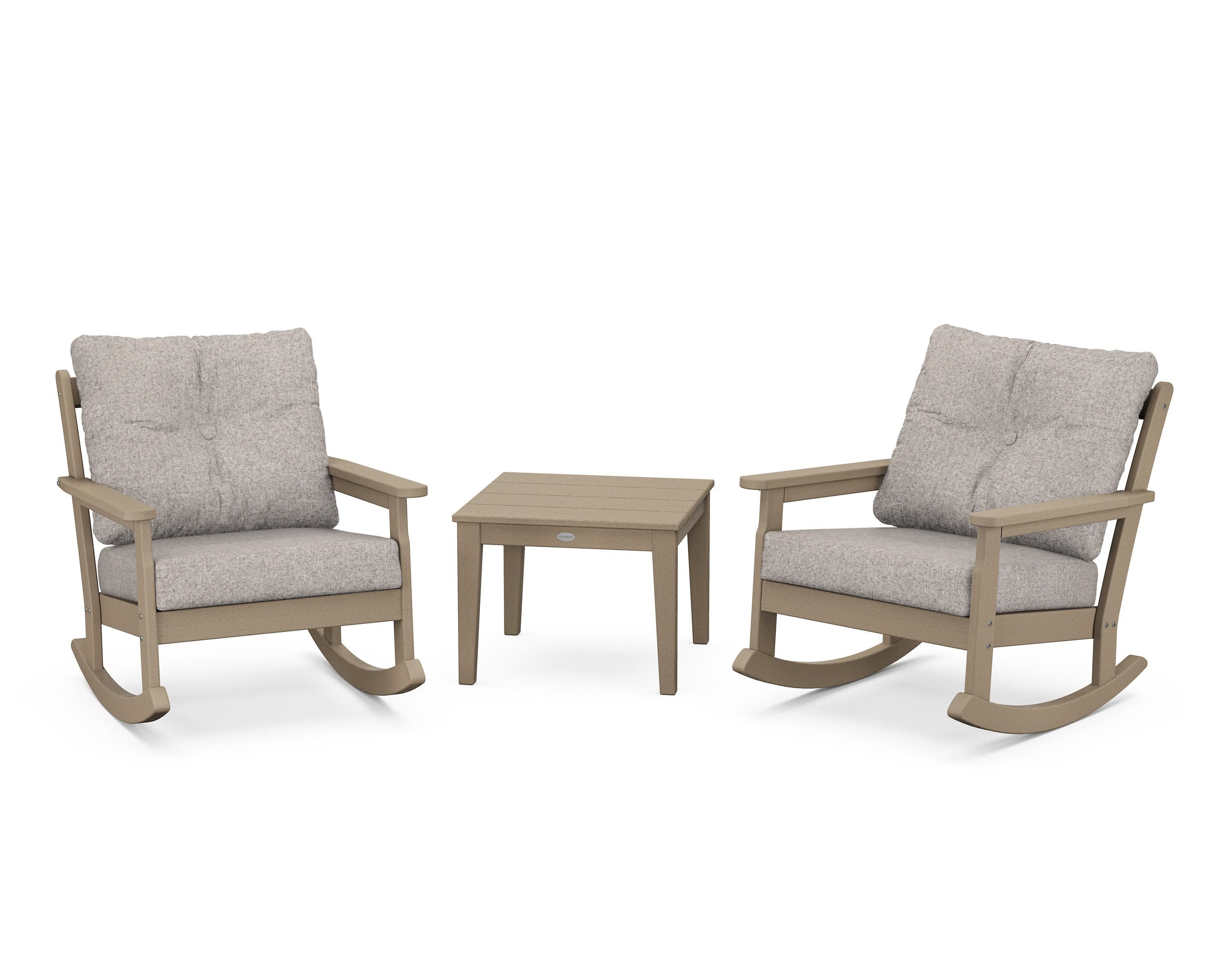 Vineyard 3-Piece Deep Seating Rocker Set in Vintage Sahara / Weathered Tweed