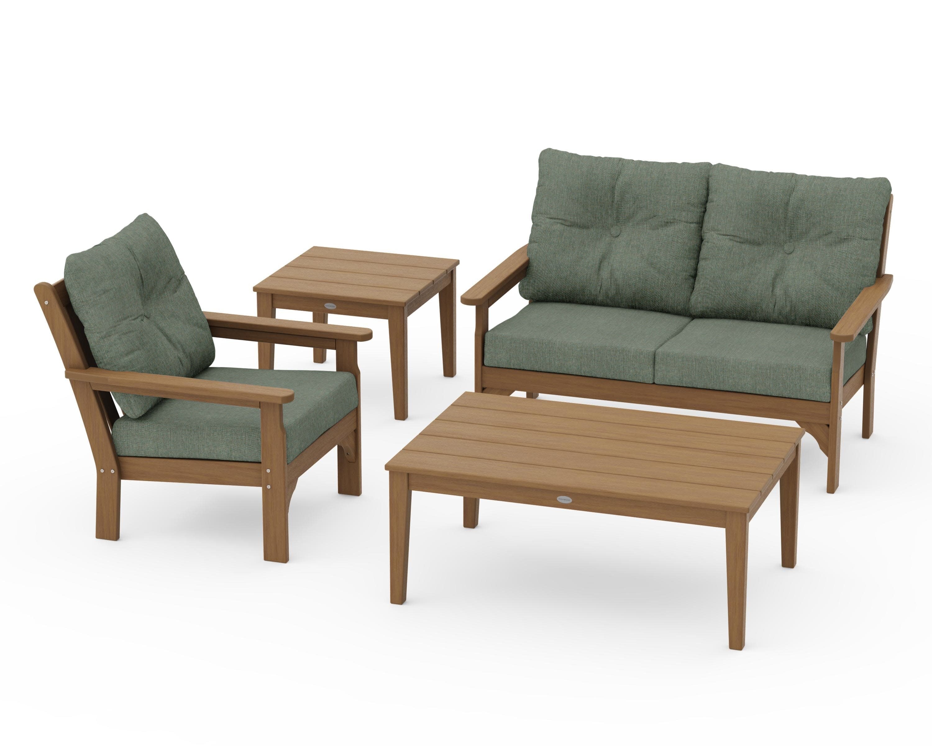Vineyard 4-Piece Deep Seating Set in Natural / Cast Sage