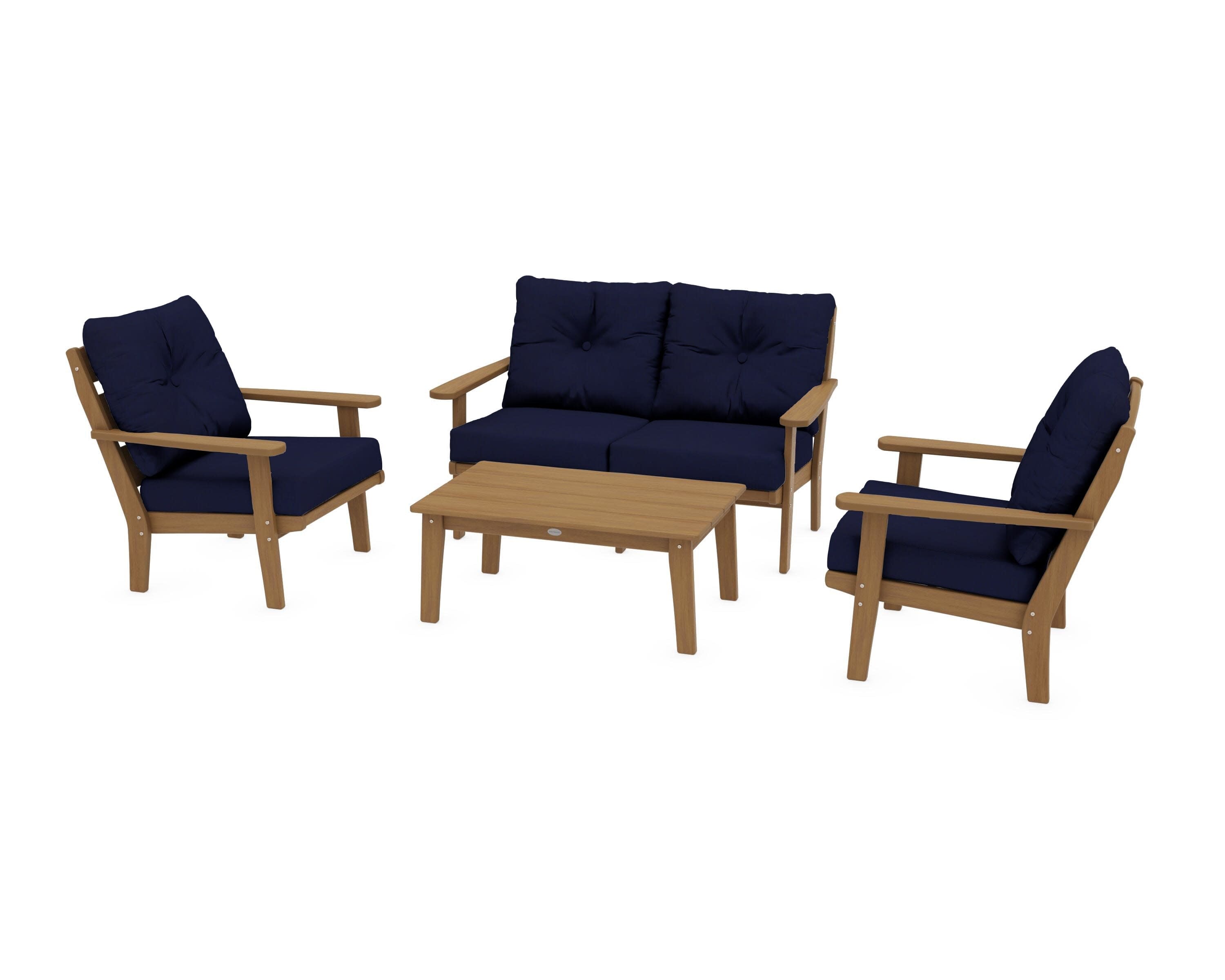 Lakeside 4-Piece Deep Seating Set in Natural / Navy