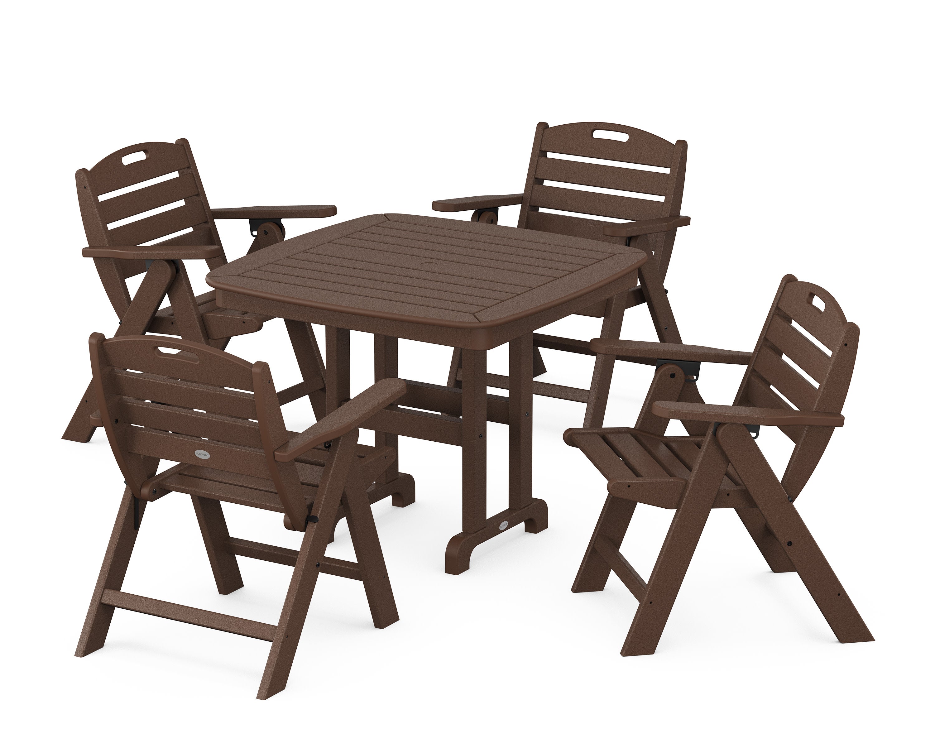 Nautical Folding Lowback Chair 5-Piece Dining Set in Mahogany