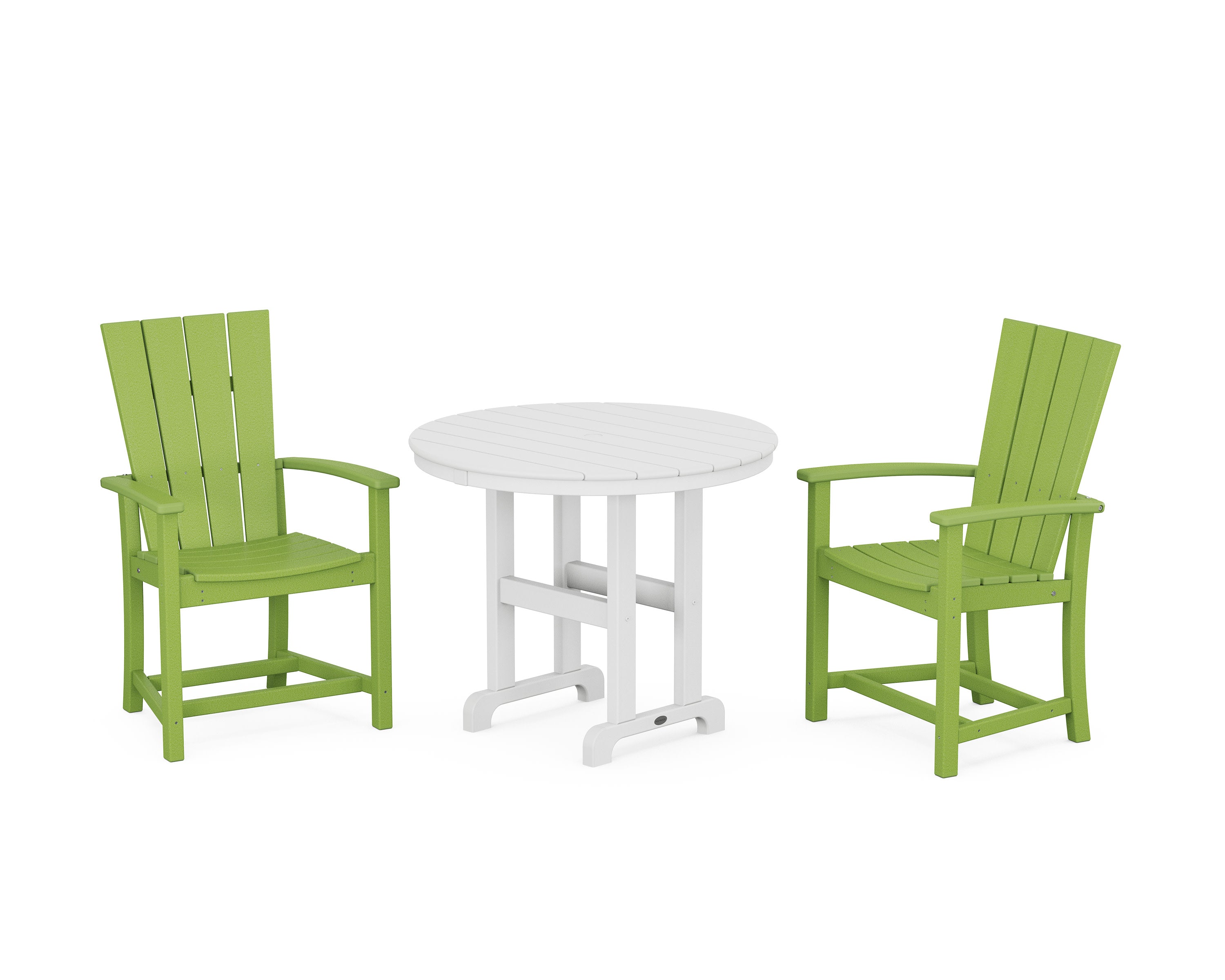 Quattro 3-Piece Round Farmhouse Dining Set in Lime / White