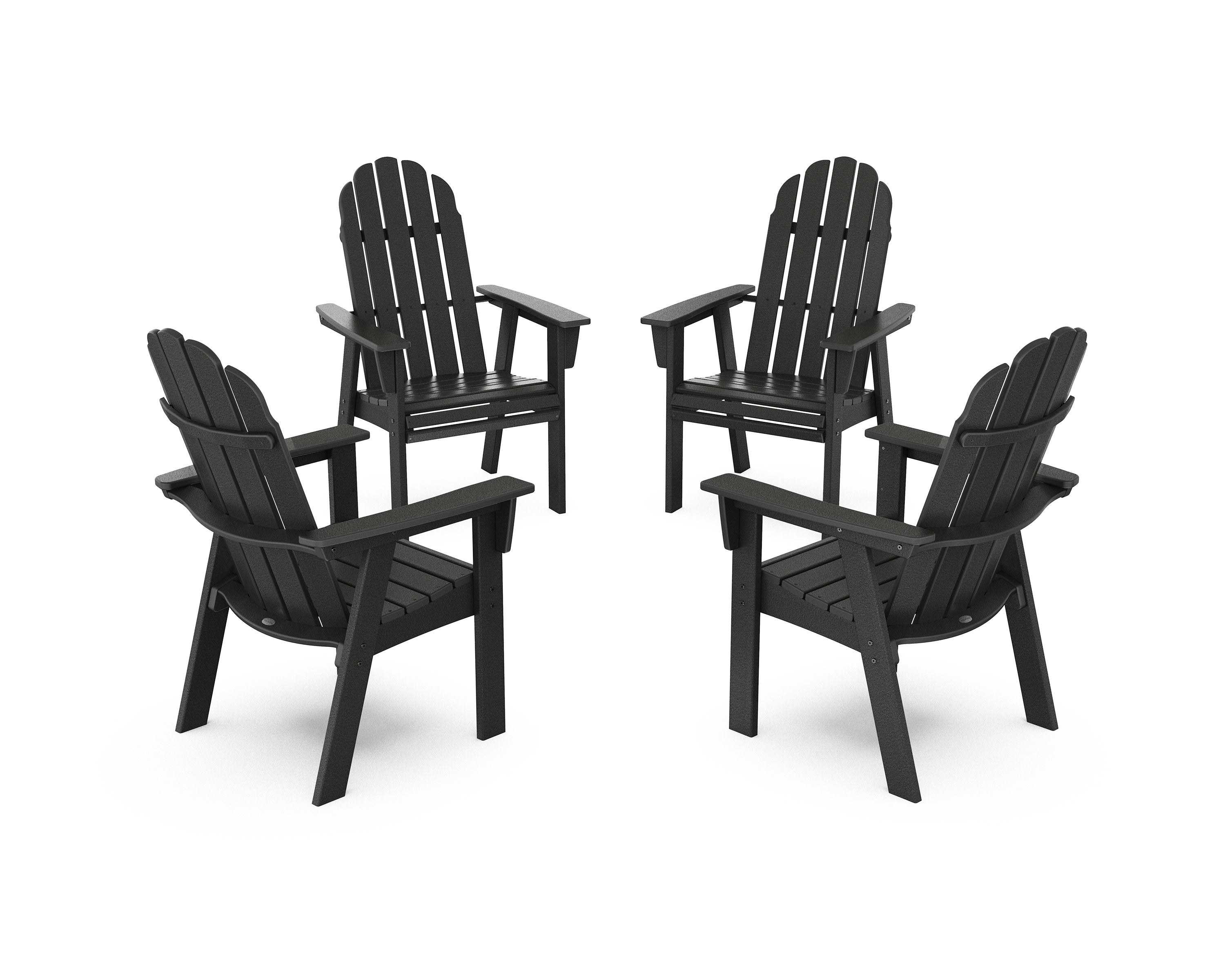 Vineyard 4-Piece Curveback Upright Adirondack Conversation Set in Black