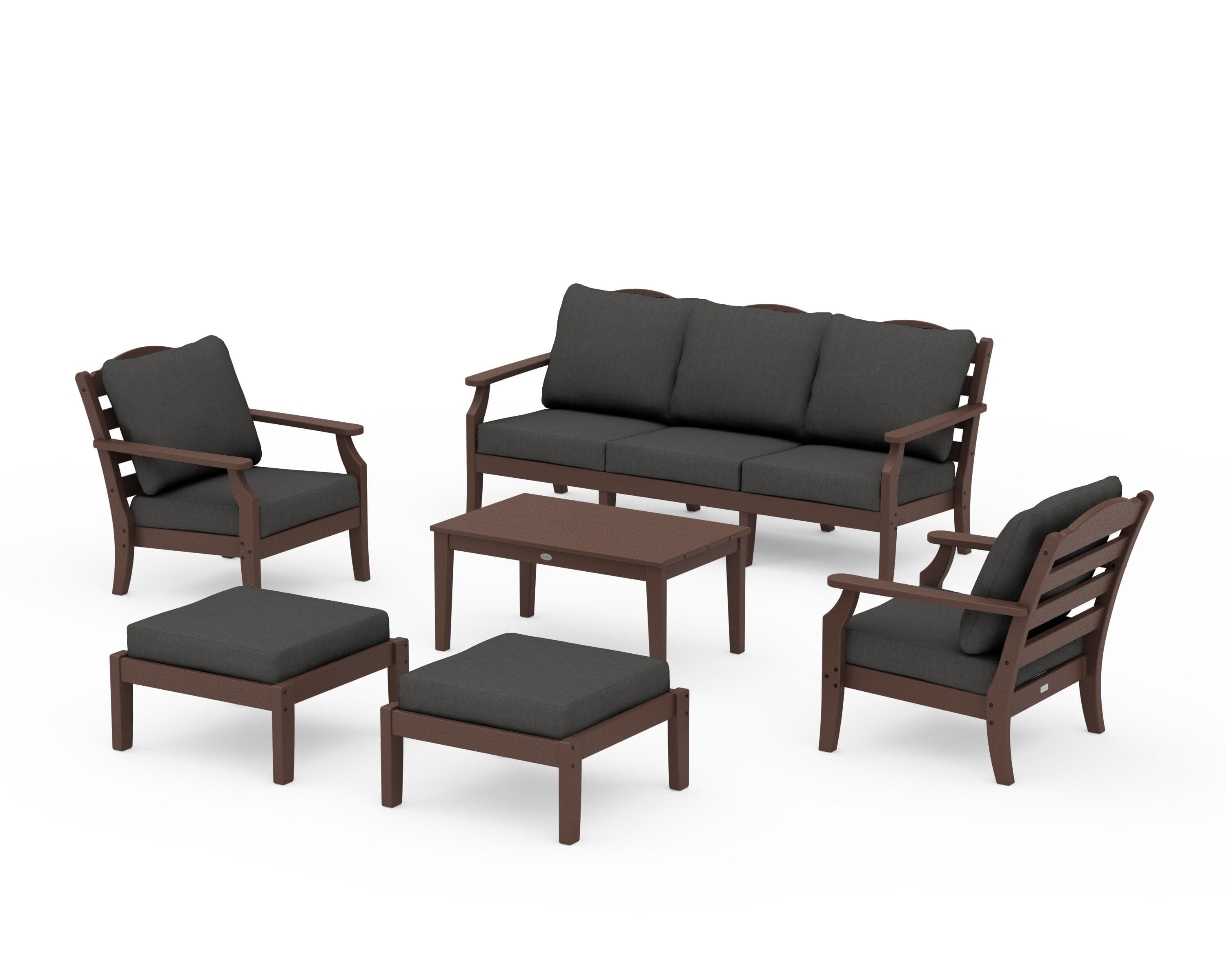 Savannah 6-Piece Lounge Sofa Set in Mahogany / Spectrum Carbon