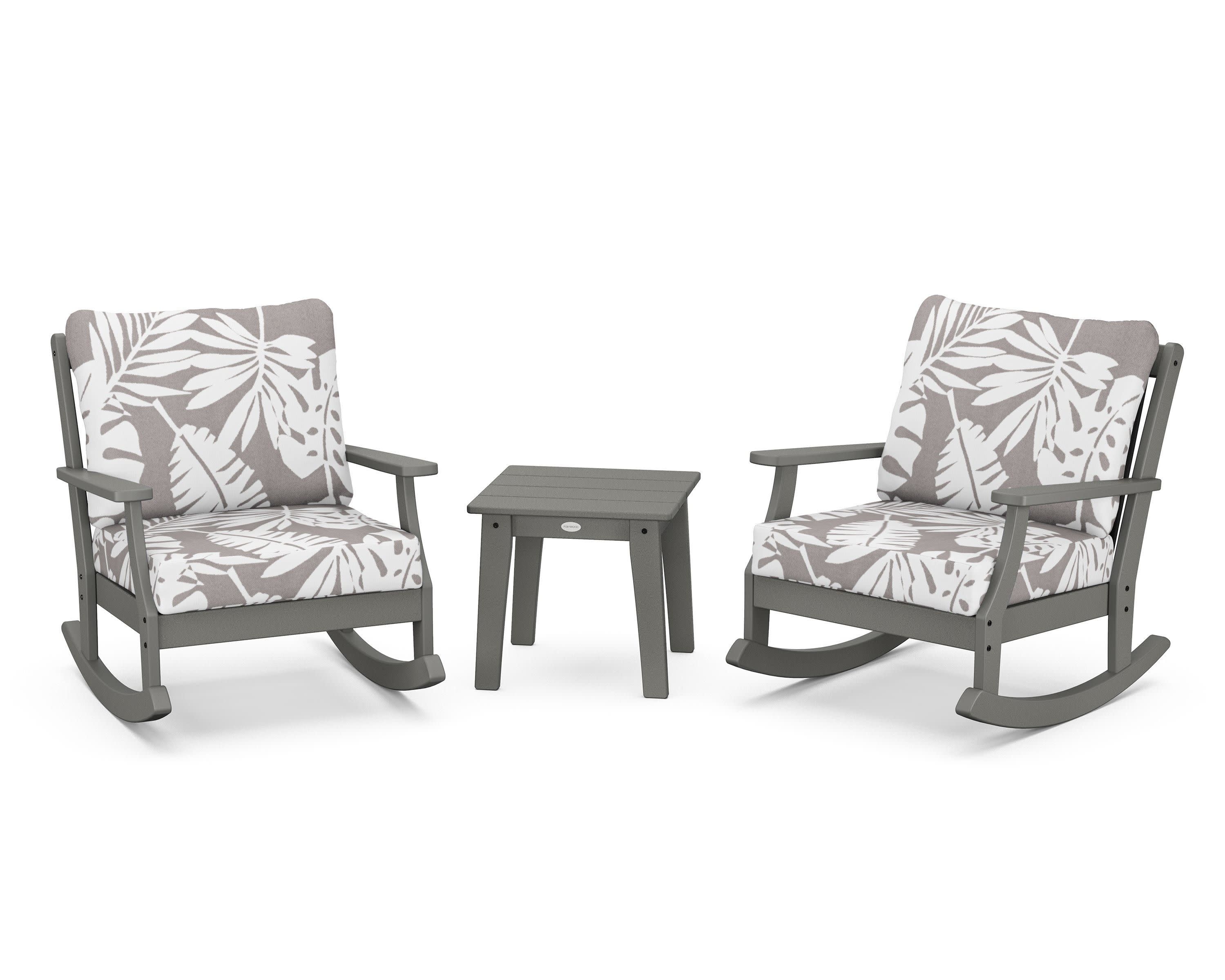 Braxton 3-Piece Deep Seating Rocker Set in Slate Grey / Leaf Grey Mist