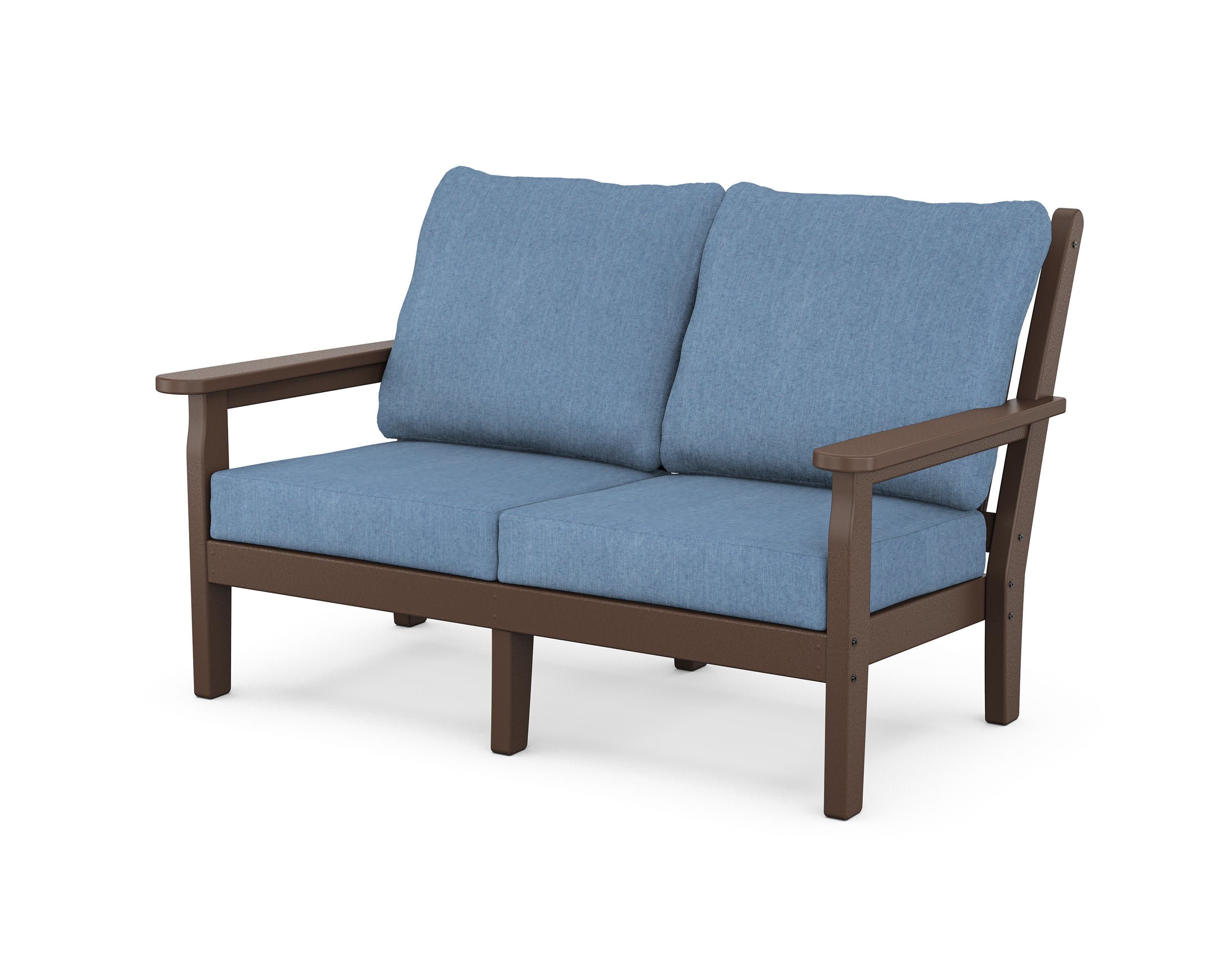 Chippendale Deep Seating Loveseat in Mahogany / Sky Blue