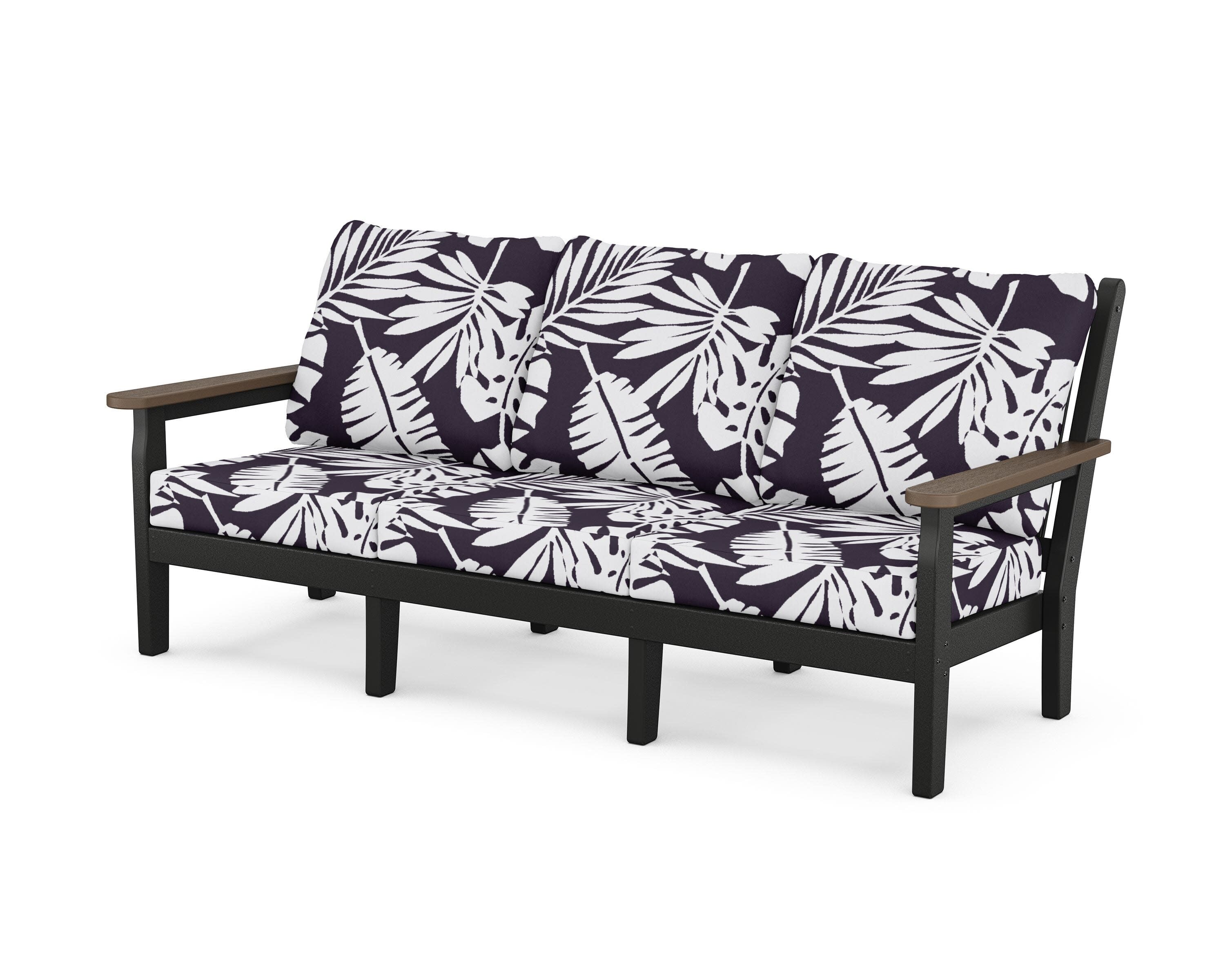 Chippendale Deep Seating Sofa in Black / Kona / Leaf Navy