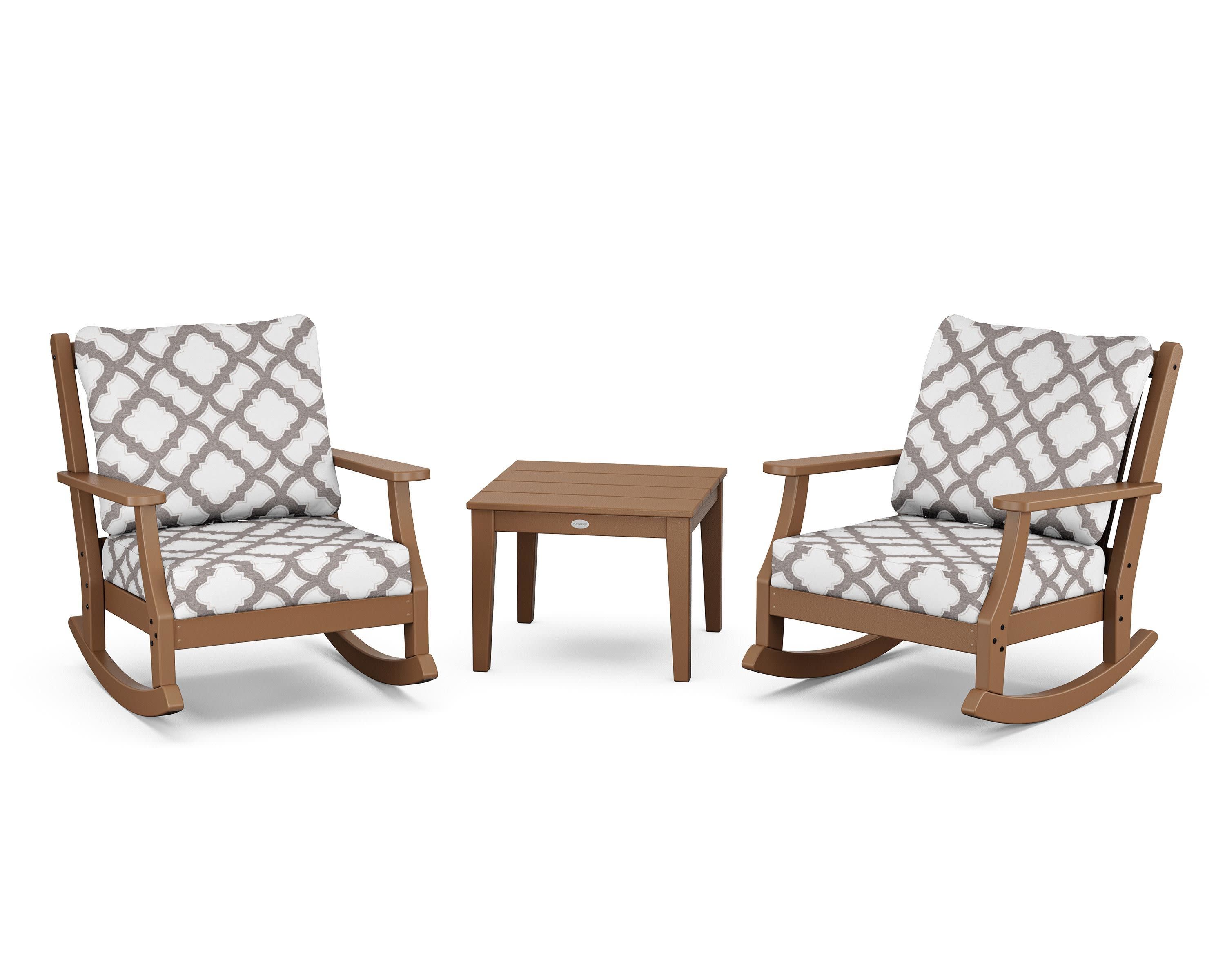 Wovendale 3-Piece Deep Seating Rocker Set in Teak / Trellis Grey Mist