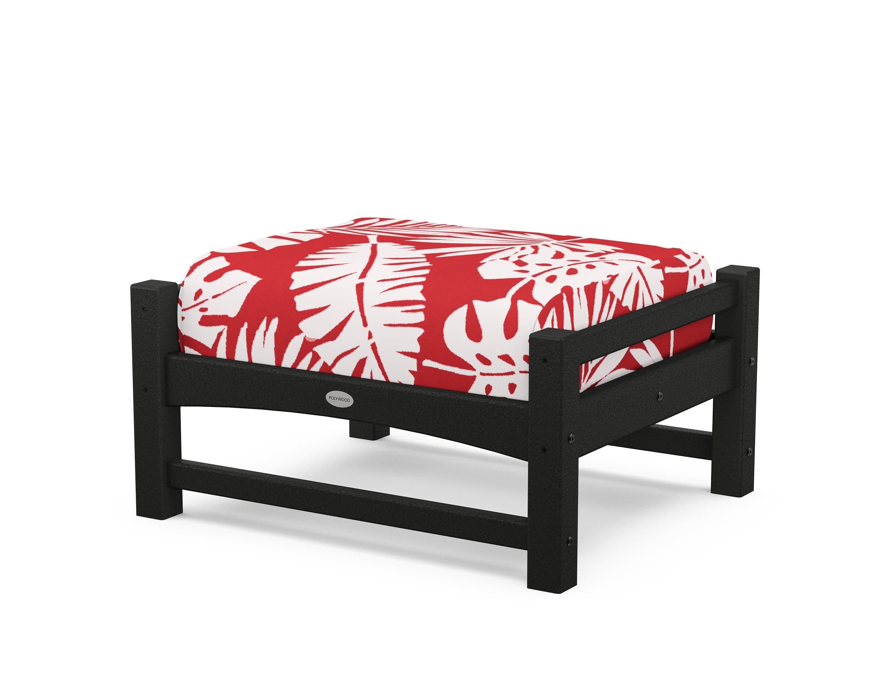 Club Ottoman in Black / Leaf Crimson
