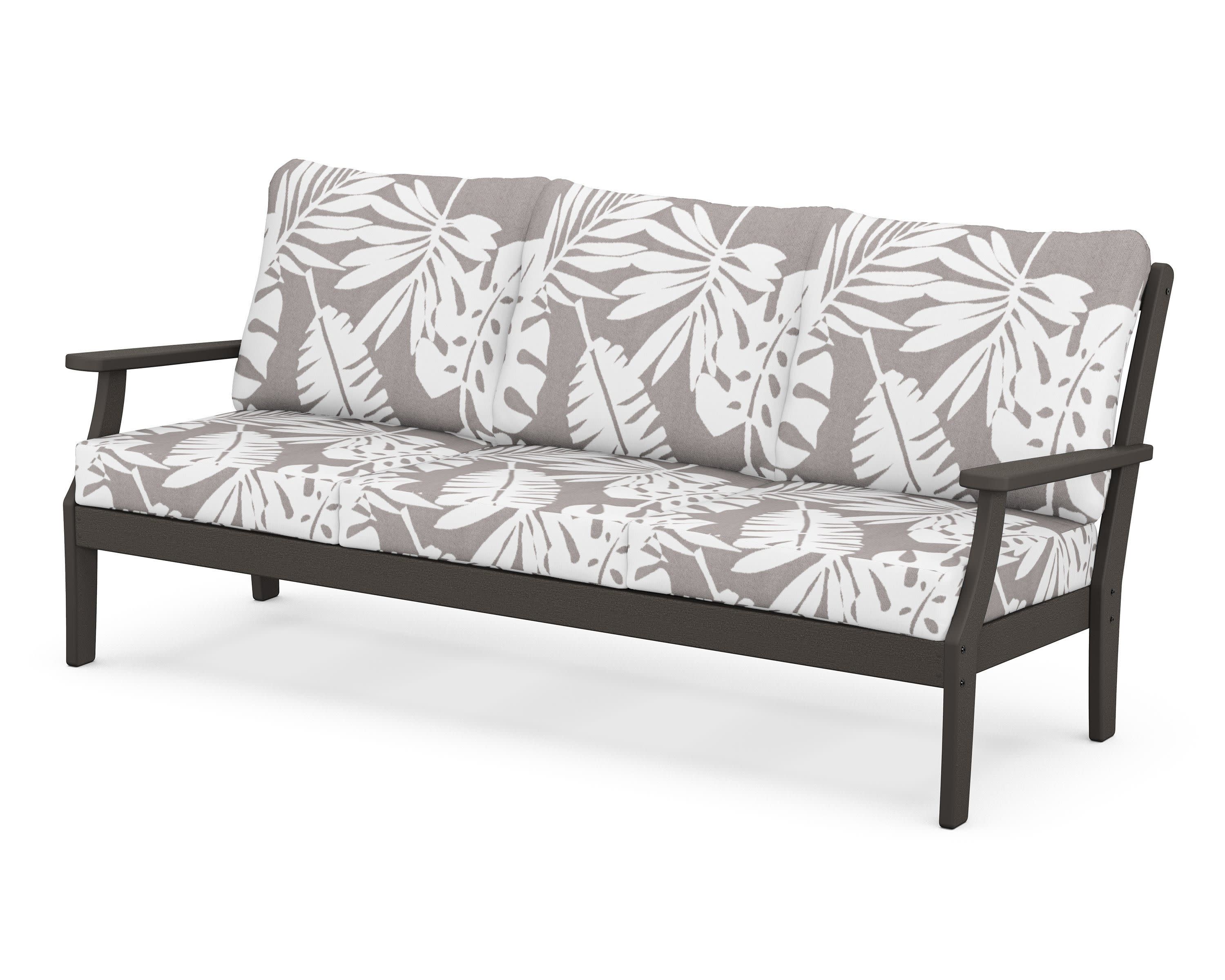 Braxton Deep Seating Sofa in Vintage Coffee / Leaf Grey Mist