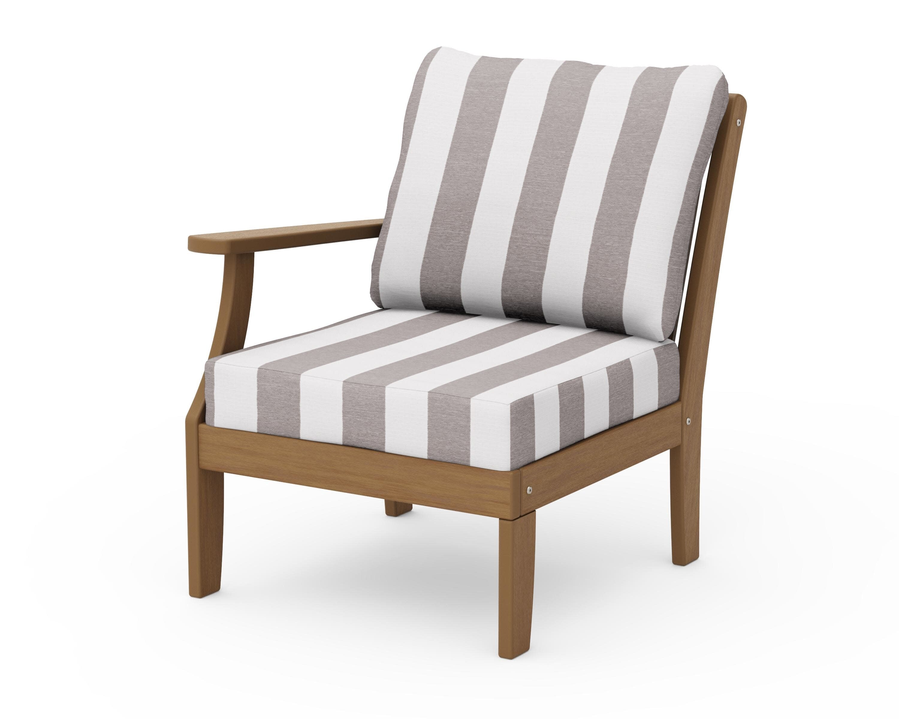 Braxton Modular Left Arm Chair in Natural / Cabana Stripe Grey Mist