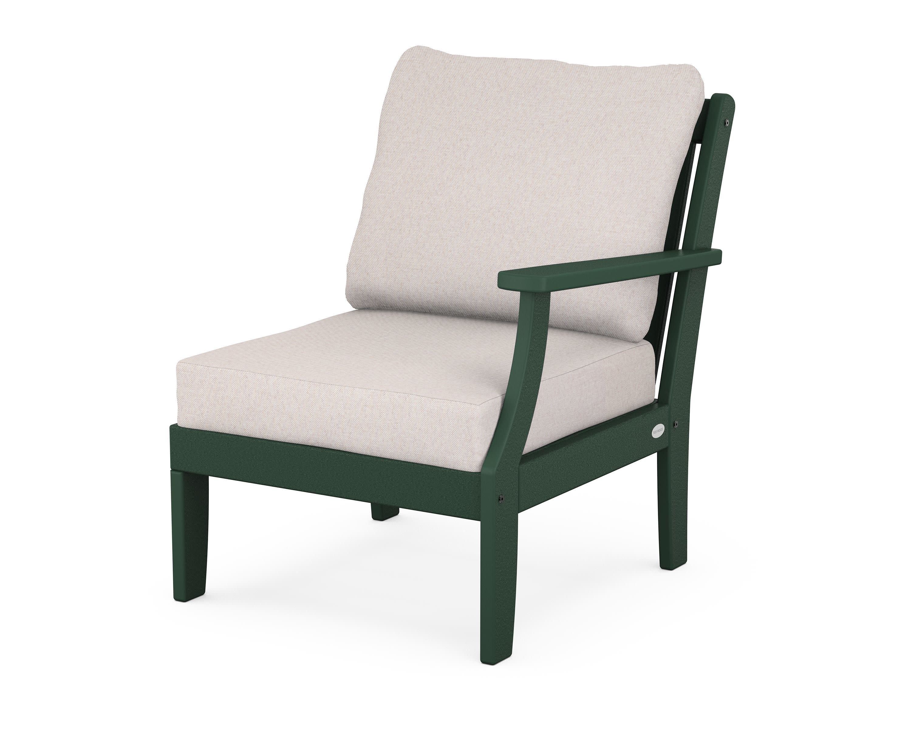 Braxton Modular Right Arm Chair in Green / Dune Burlap