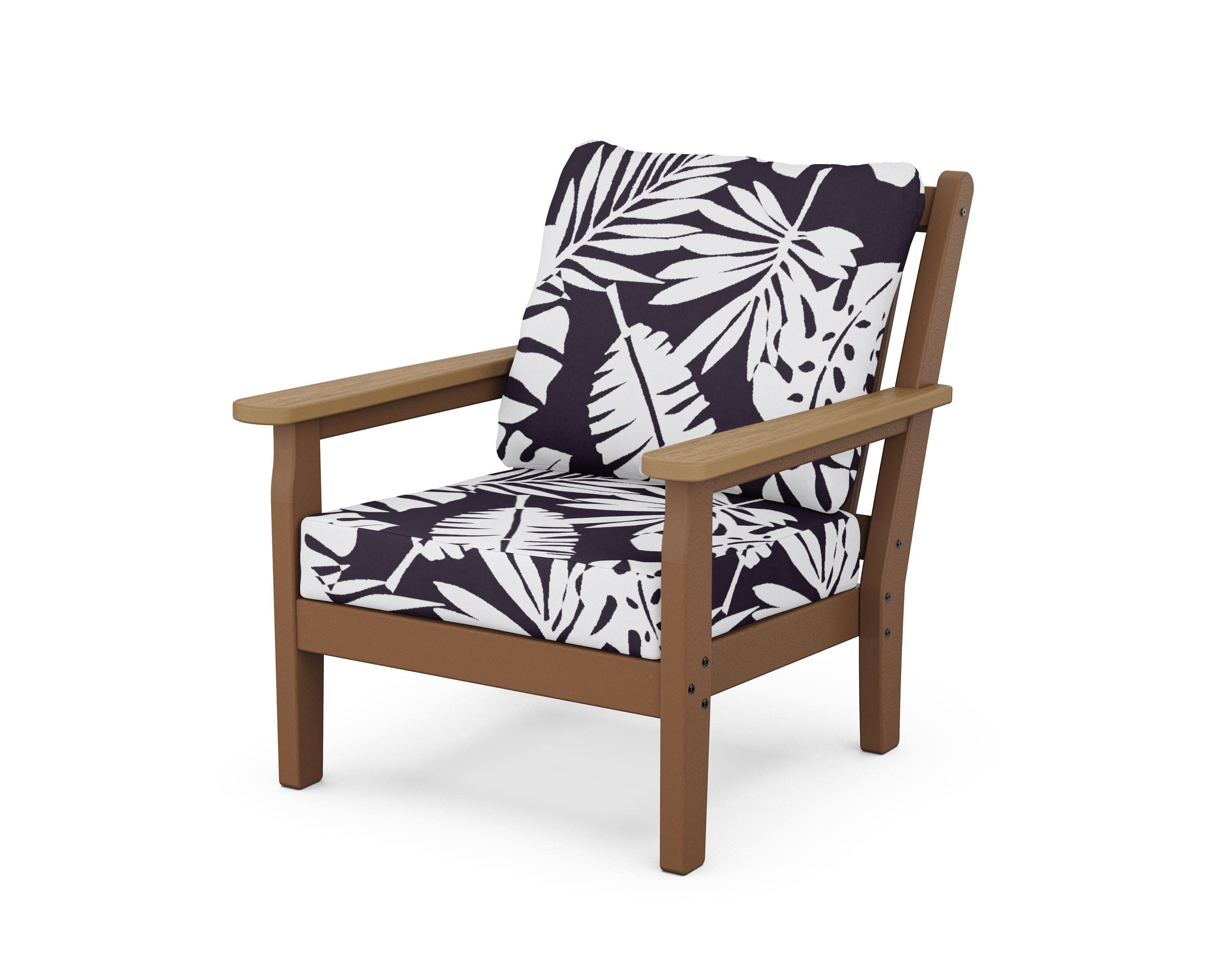 Chippendale Deep Seating Chair in Teak / Natural / Leaf Navy