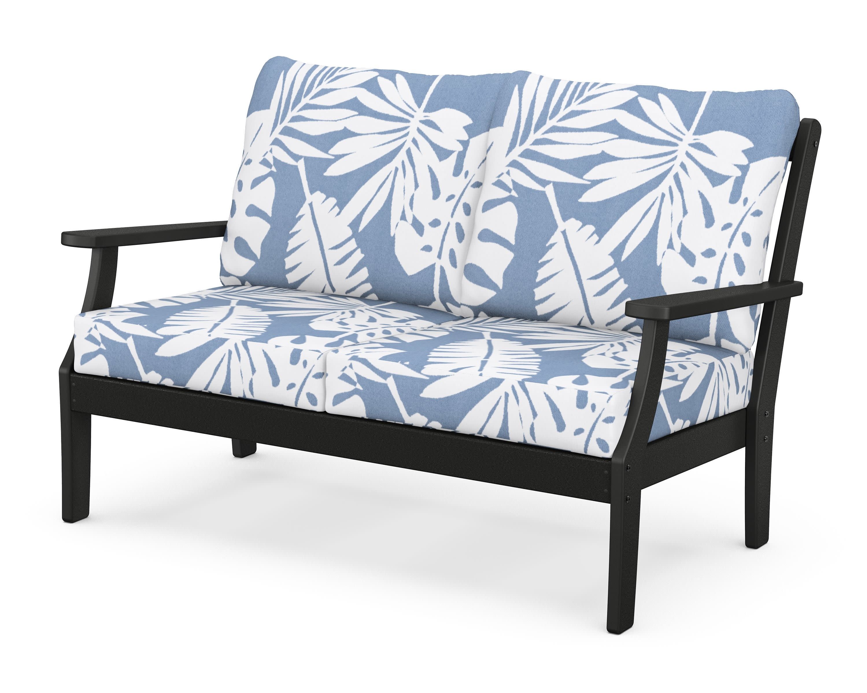 Braxton Deep Seating Loveseat in Black / Leaf Sky Blue