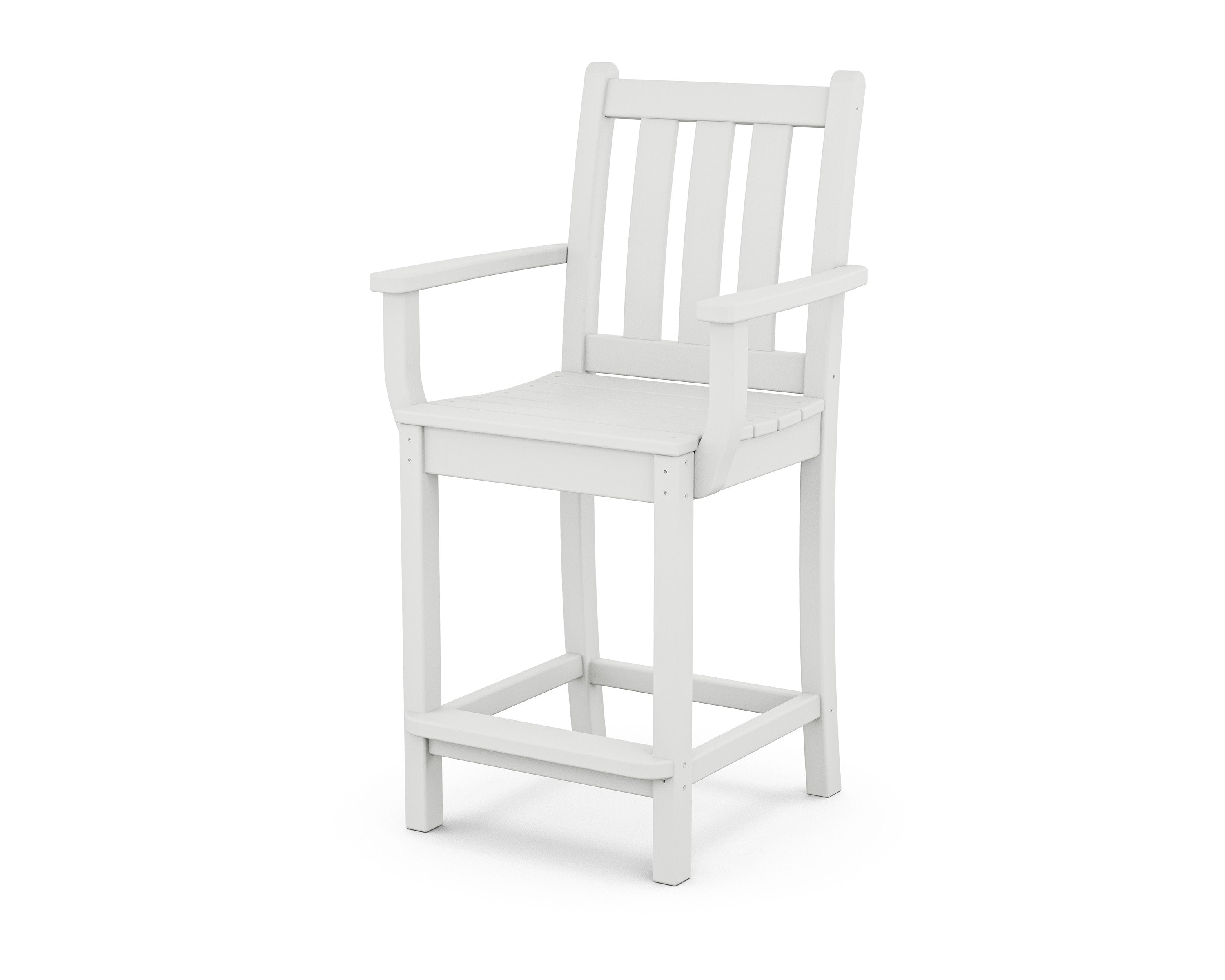 Traditional Garden Counter Arm Chair in White