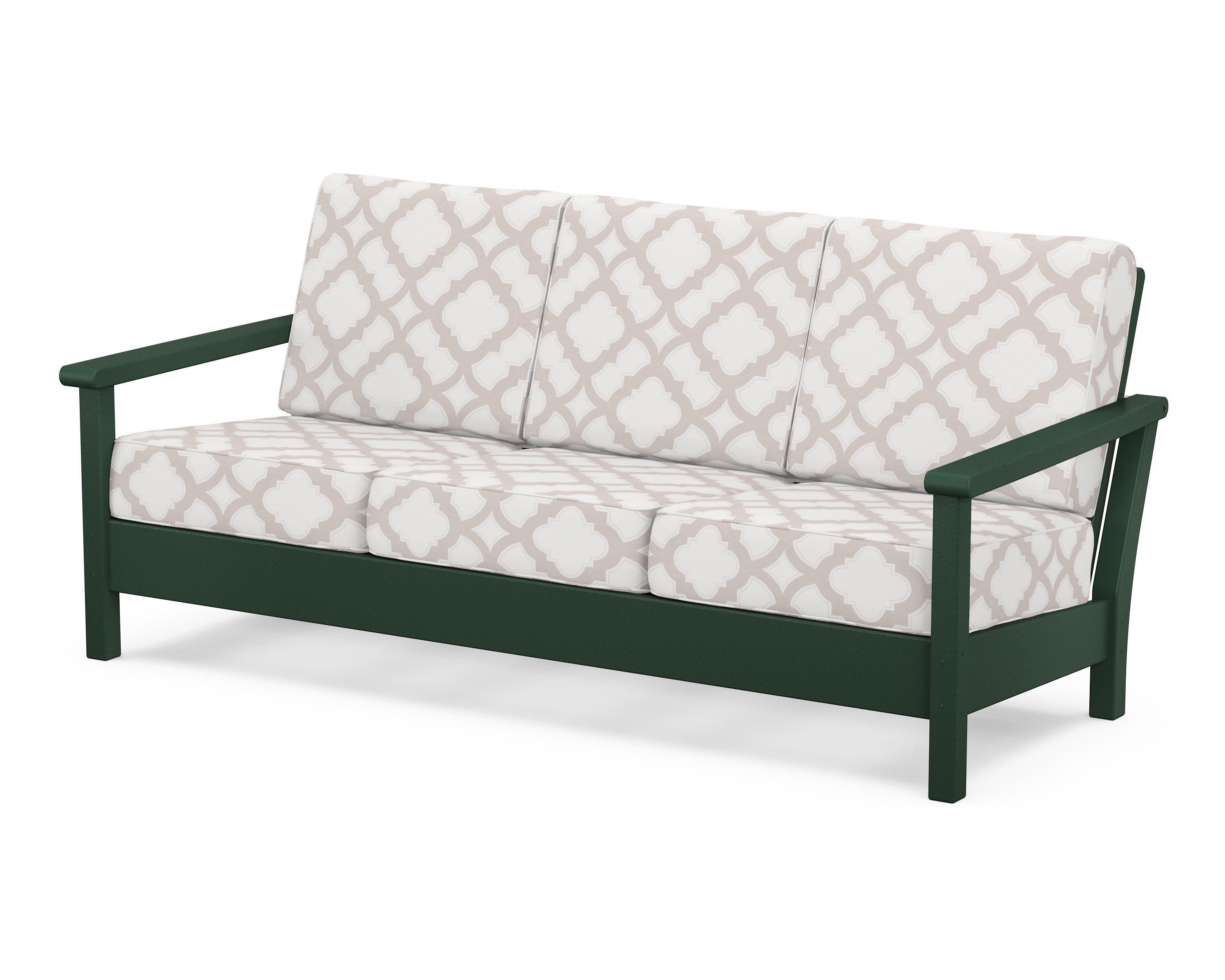 Harbour Deep Seating Sofa in Green / Trellis Dune Burlap