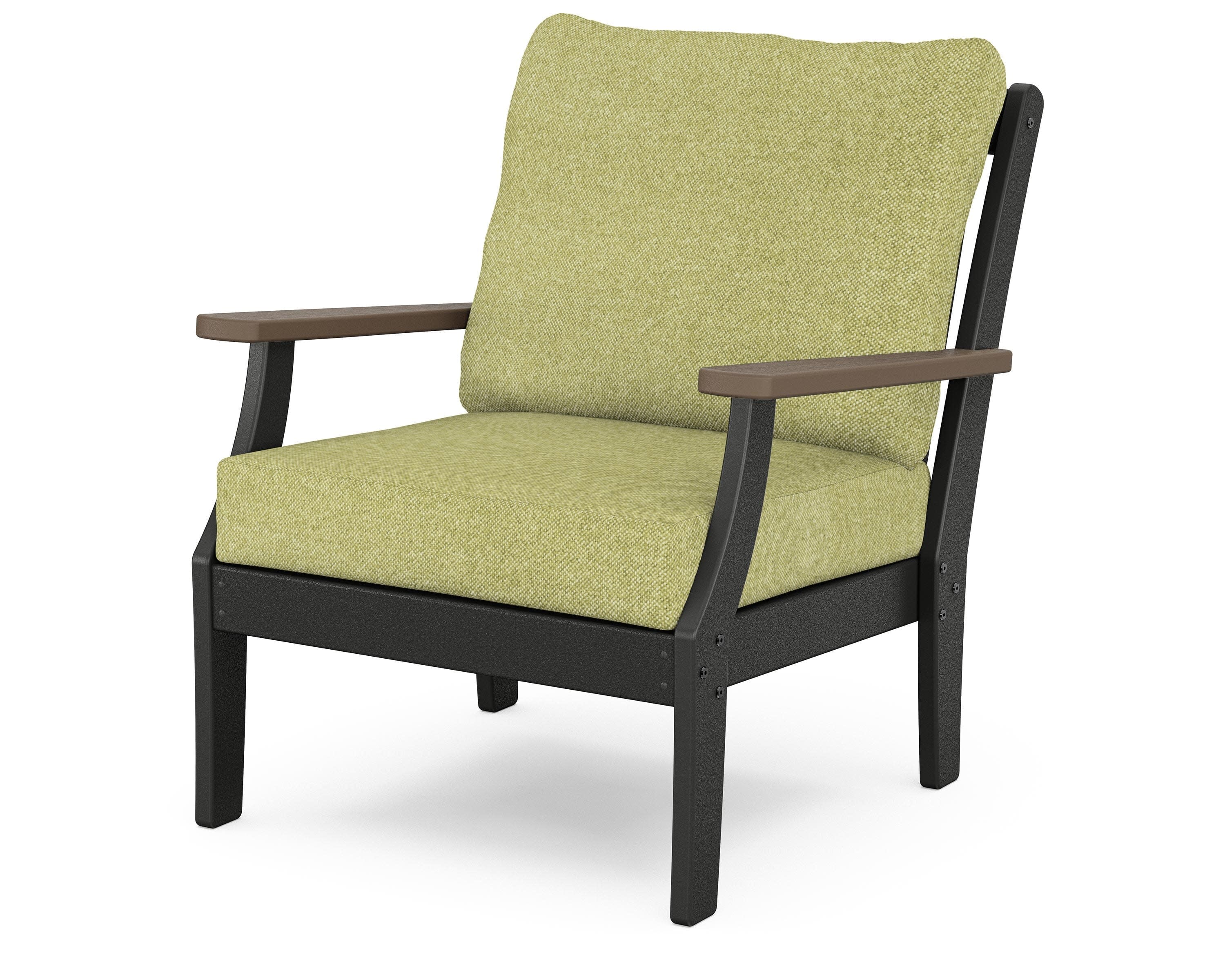 Braxton Deep Seating Chair in Black / Kona / Chartreuse Boucle