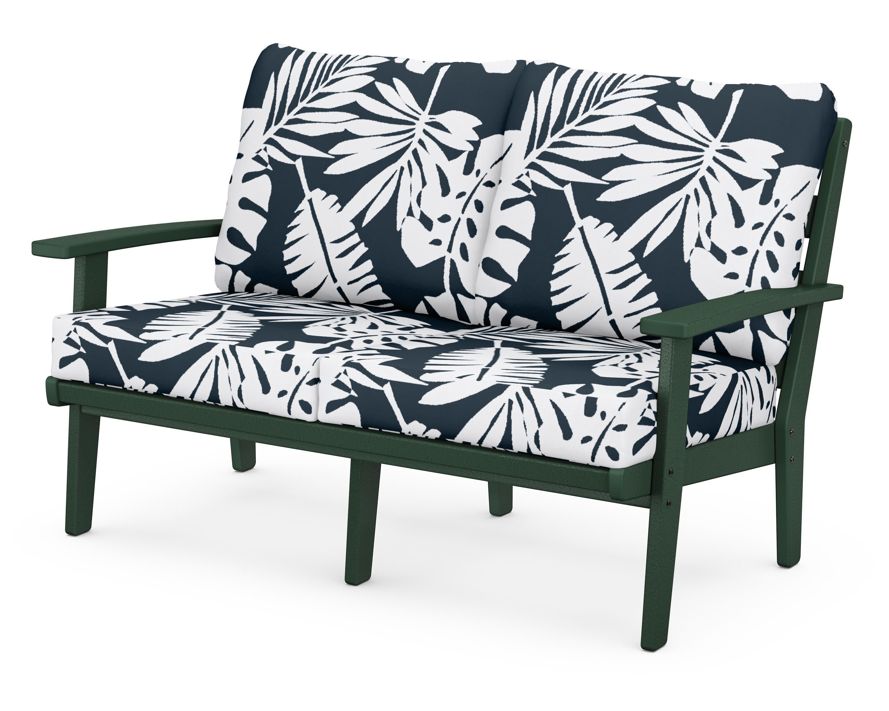 Grant Park Deep Seating Loveseat in Green / Leaf Marine Indigo