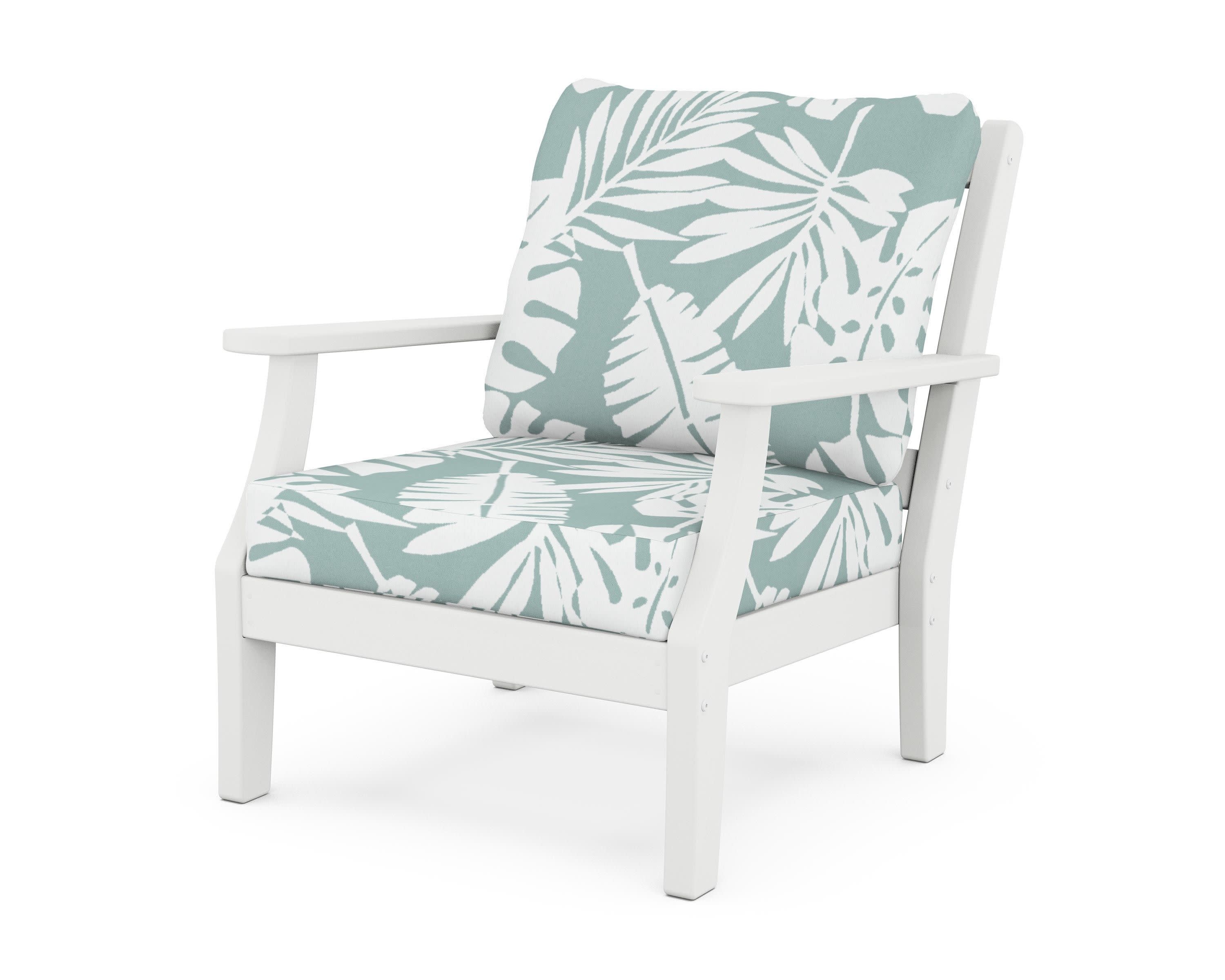 Chinoiserie Deep Seating Chair in White / Leaf Glacier Spa