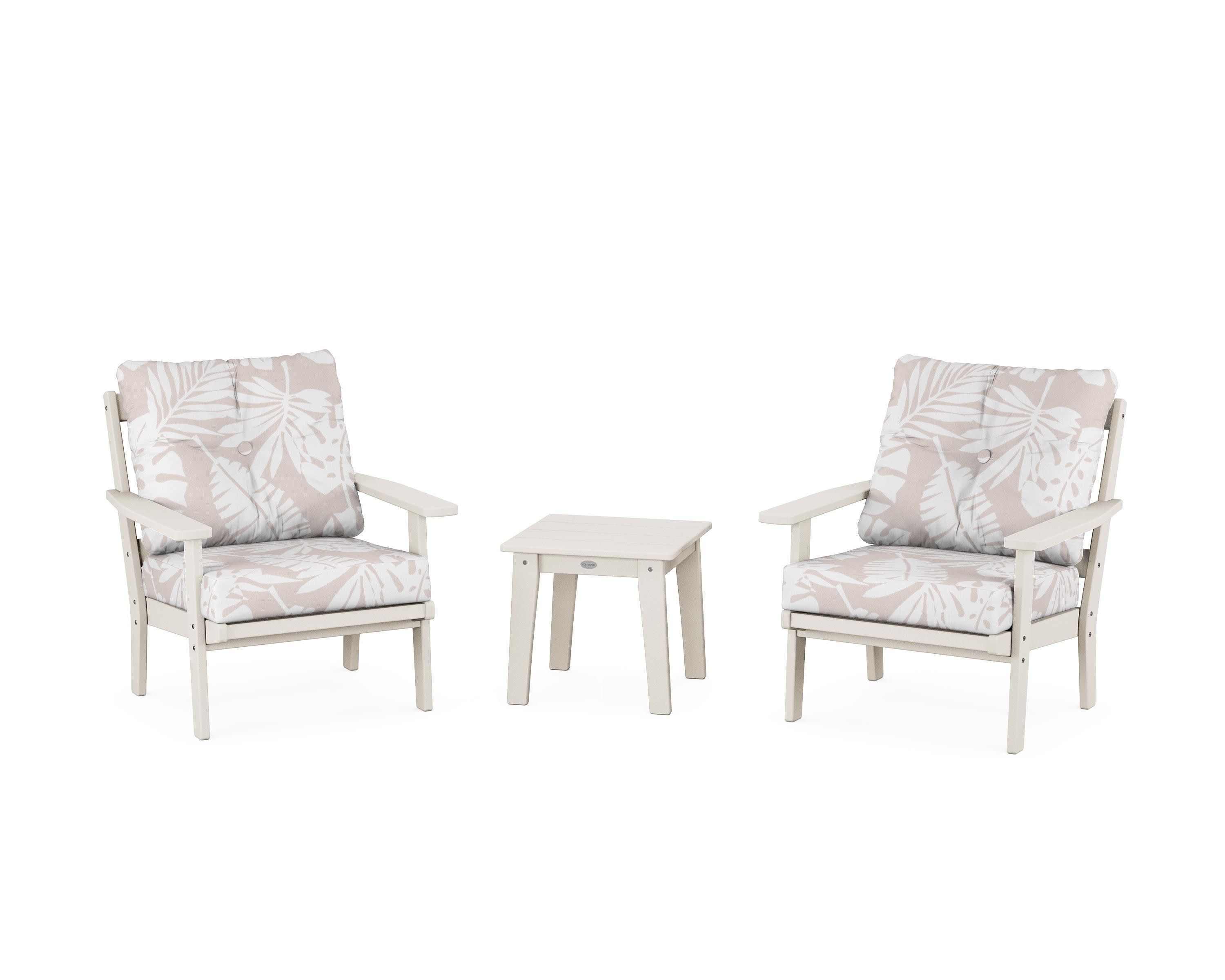 Oxford 3-Piece Deep Seating Set in Sand / Leaf Dune Burlap