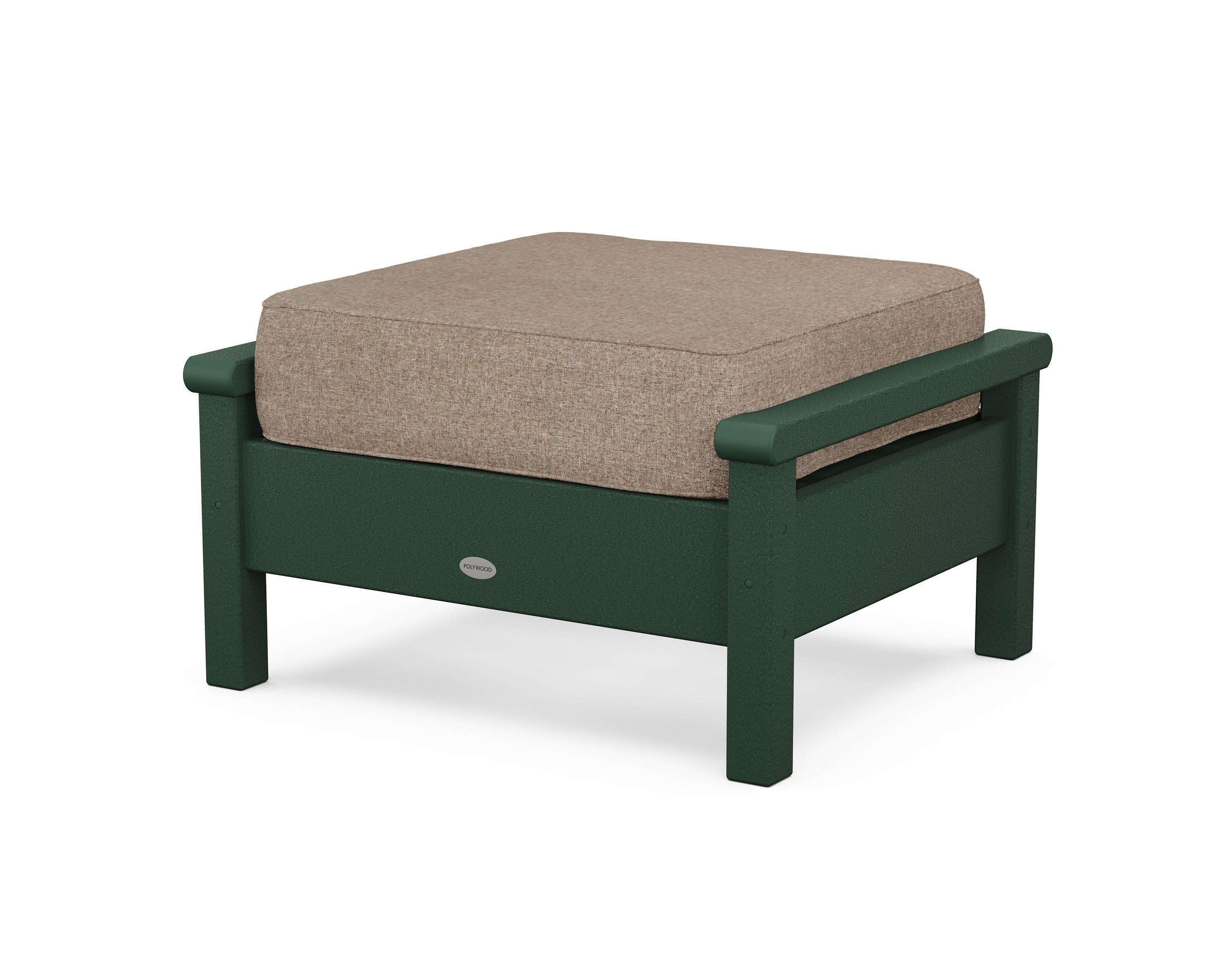 Harbour Deep Seating Ottoman in Green / Spiced Burlap